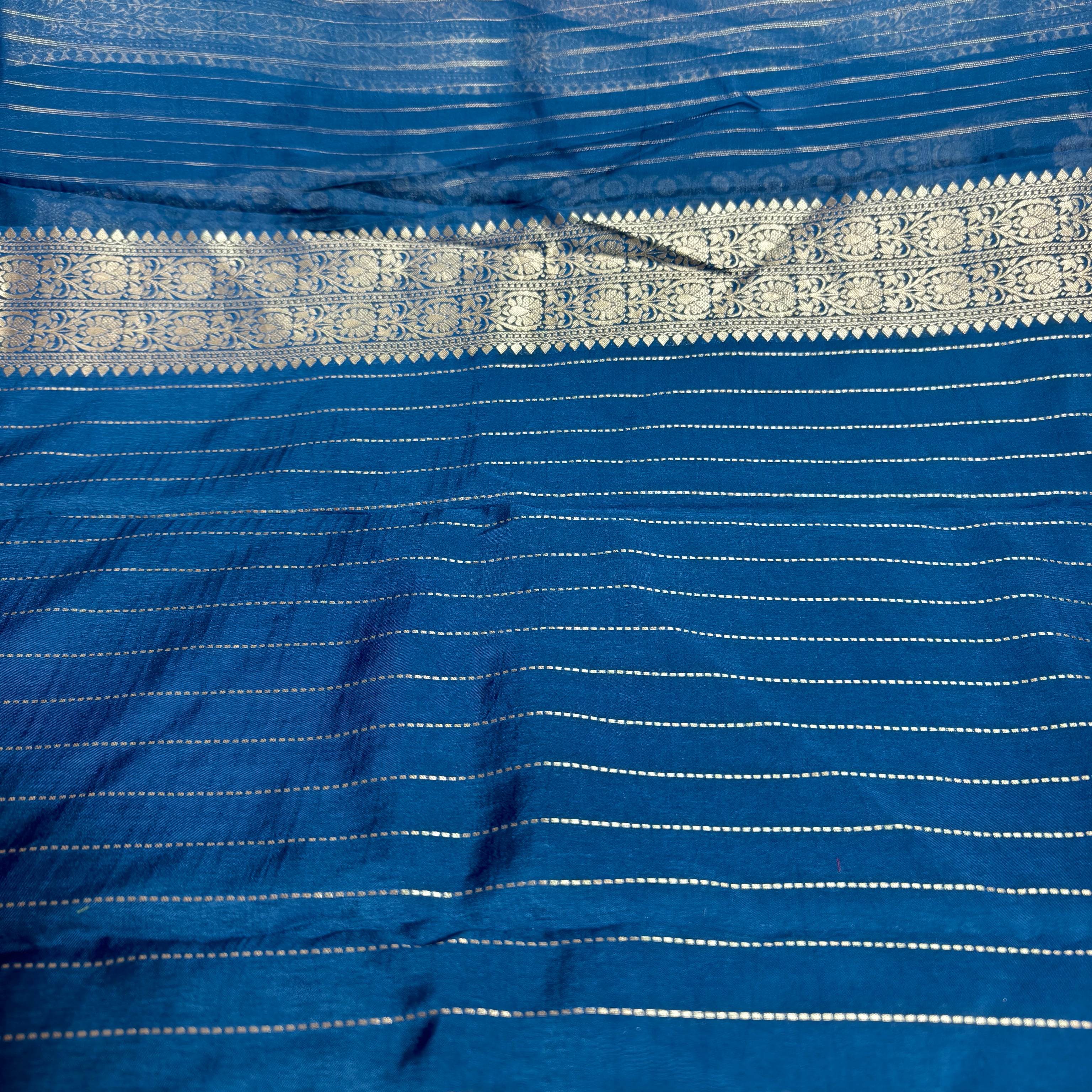 Blue Satin Organza Banarasi Saree