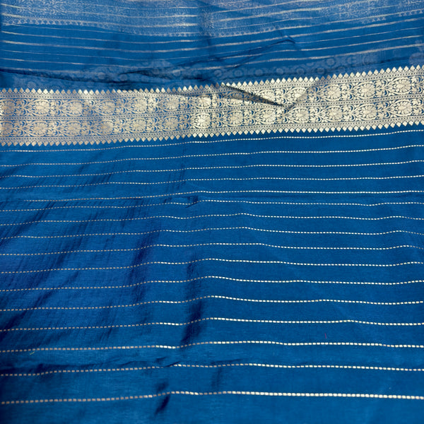 Blue Satin Organza Banarasi Saree