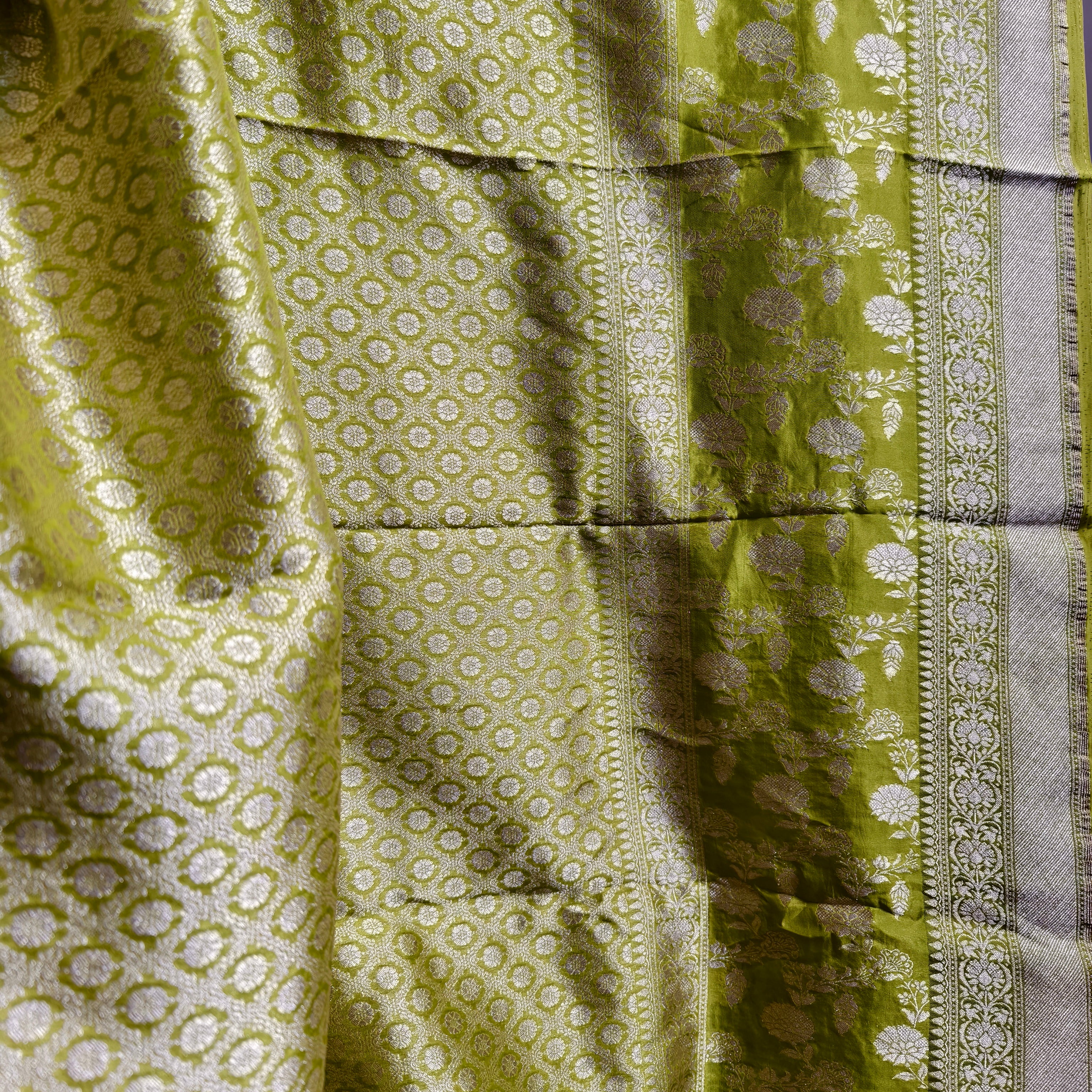 Vibrant Green Organza Banarasi Saree