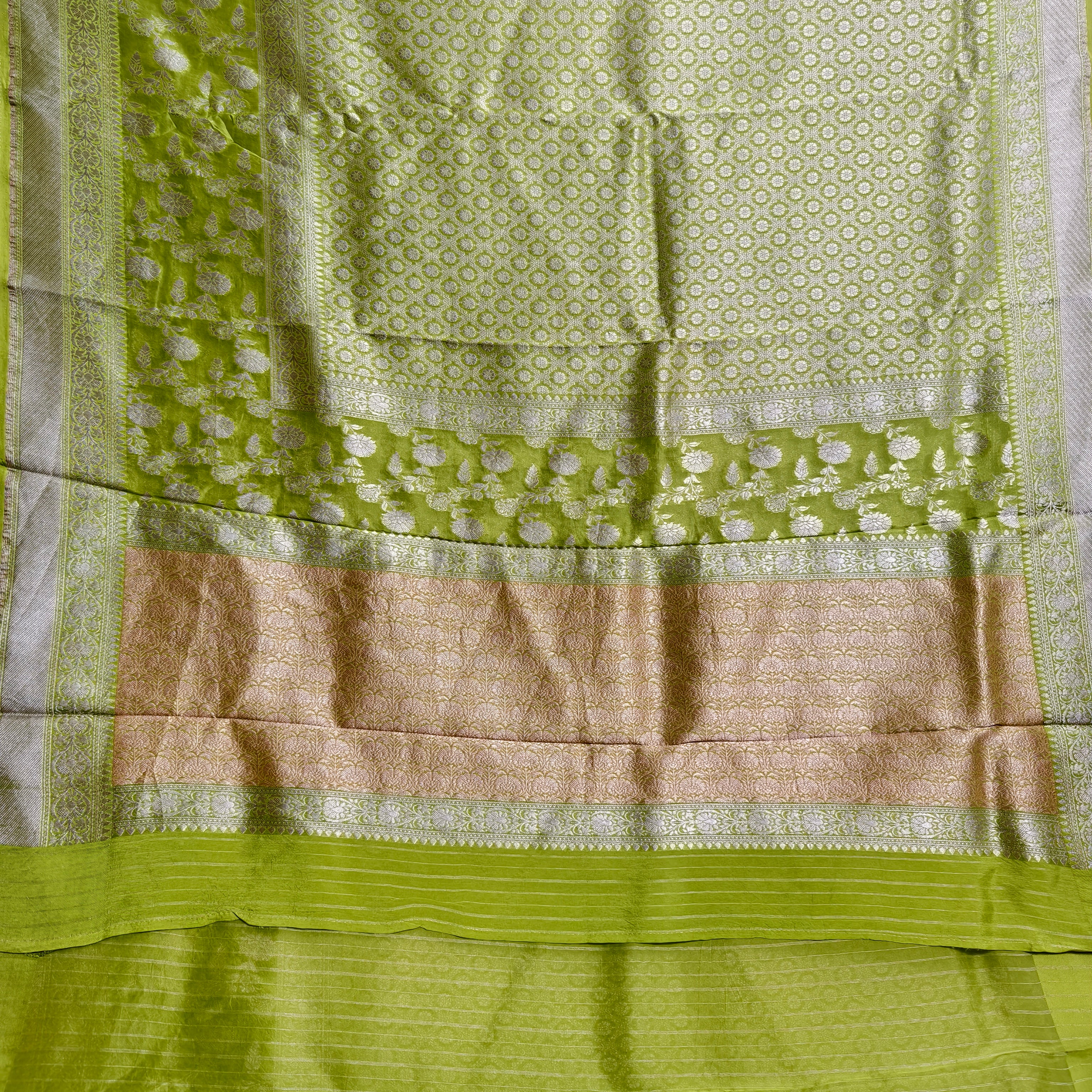 Vibrant Green Organza Banarasi Saree