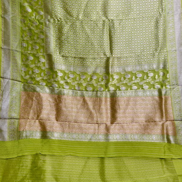 Vibrant Green Organza Banarasi Saree