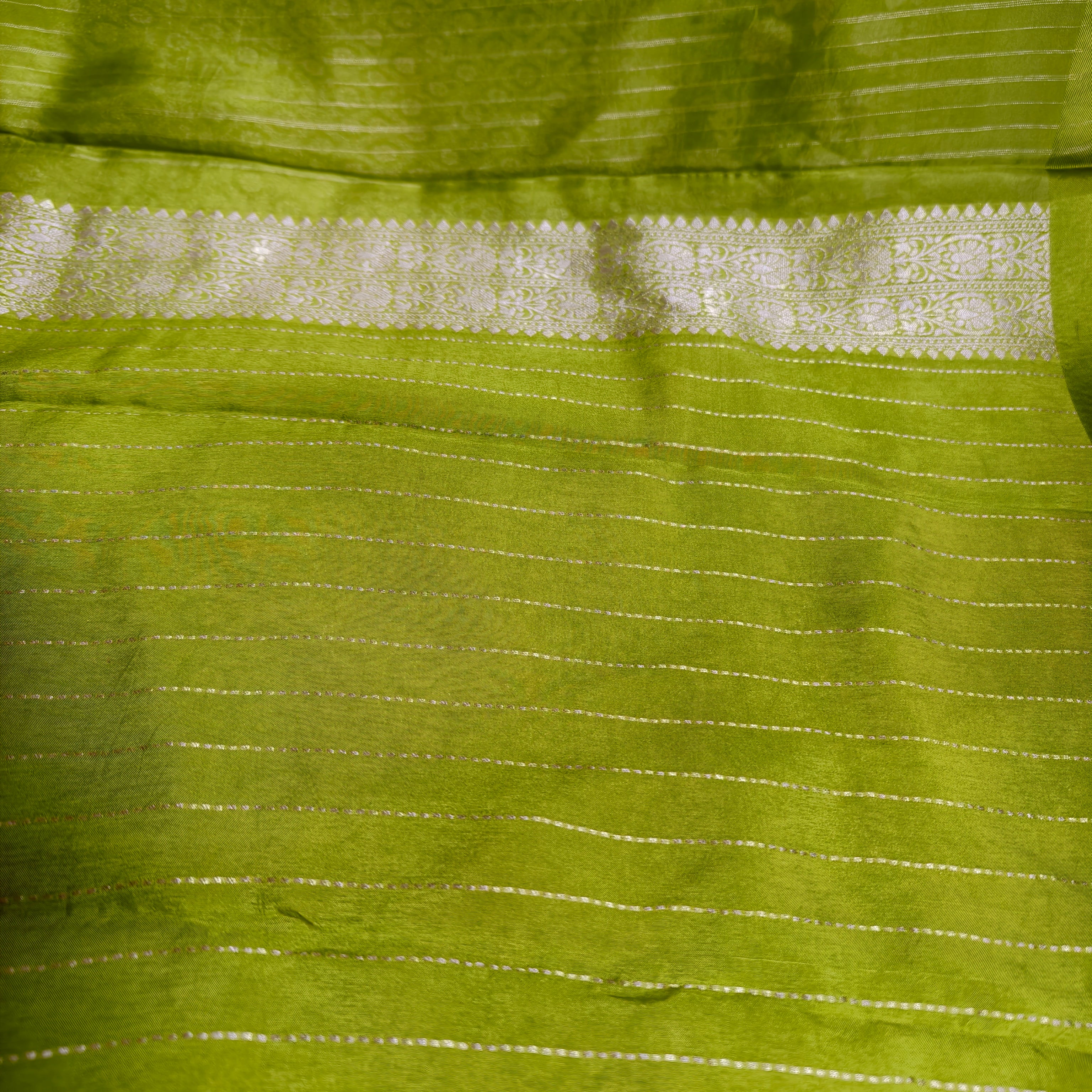 Vibrant Green Organza Banarasi Saree