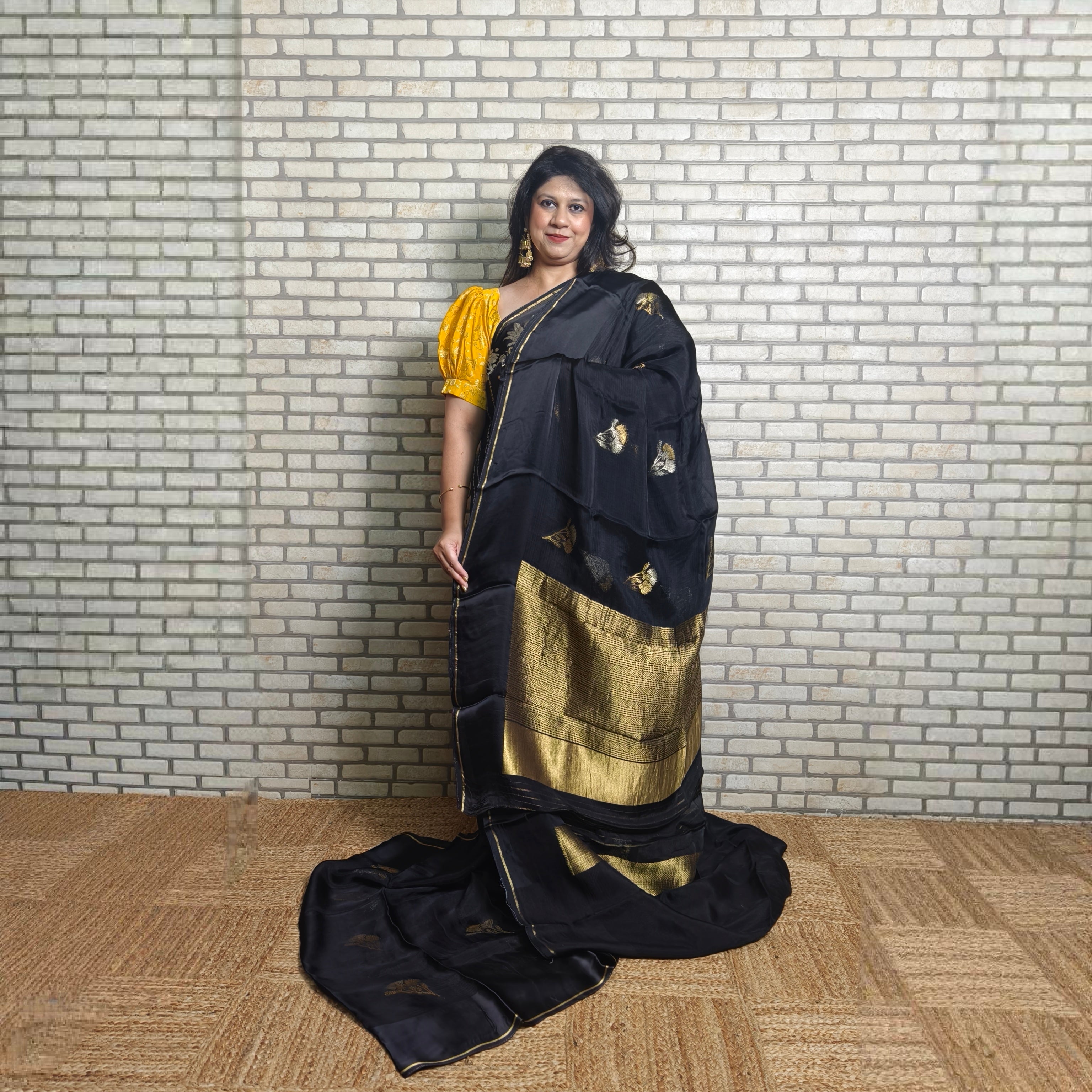 Black Manipuri Kota Saree