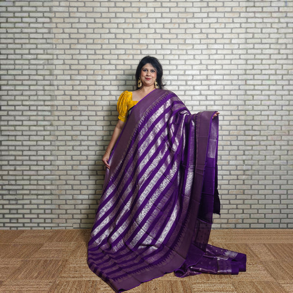 Purple Bamboo Silk Saree