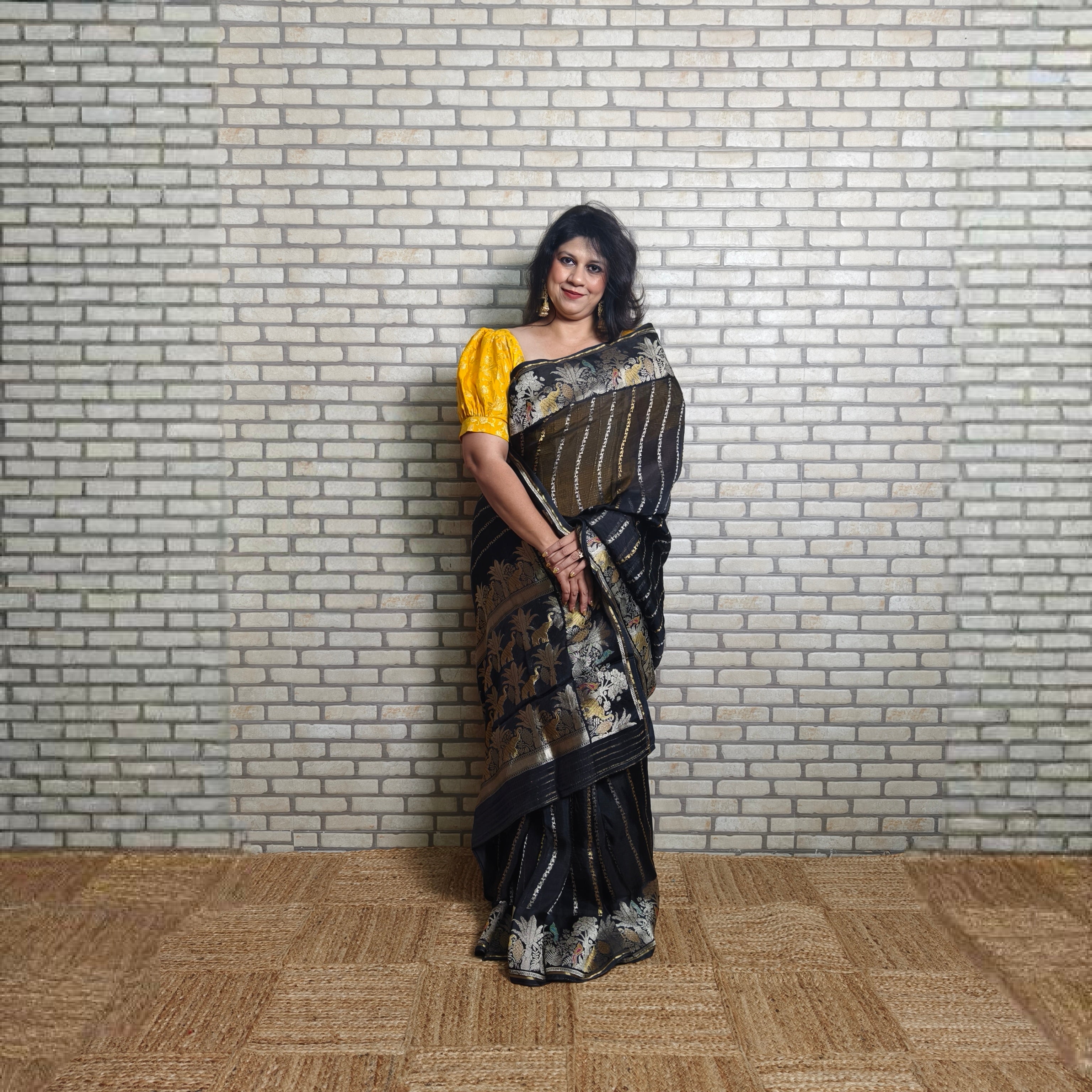 Black Manipuri Kota Saree