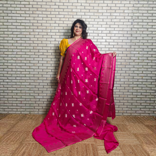 Hot Pink Manipuri Kota Saree