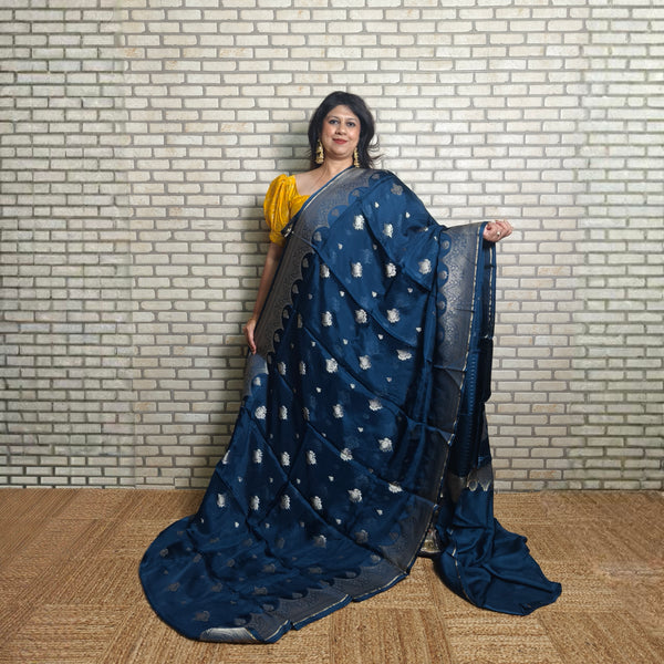 Ink Blue Manipuri Kota Saree
