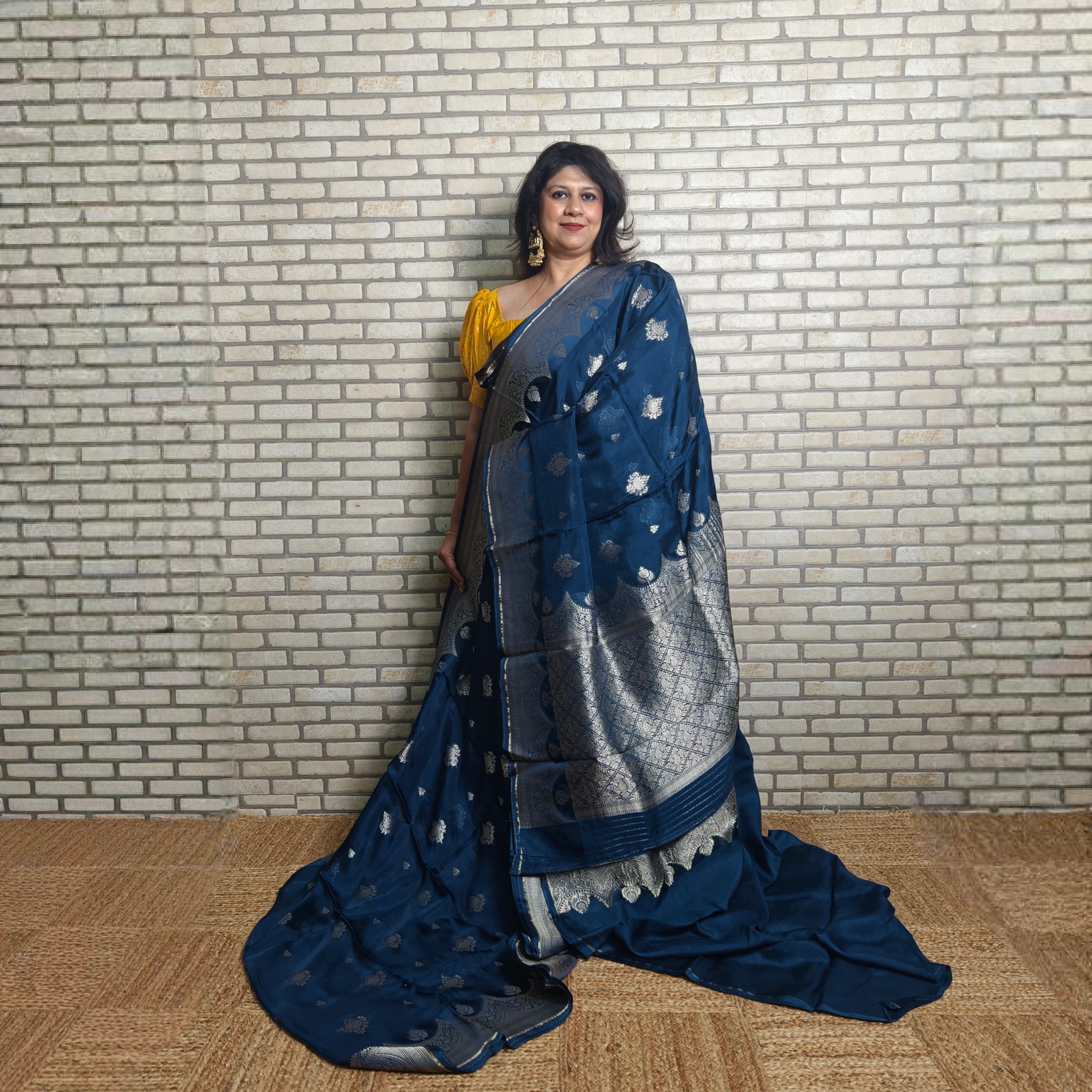 Ink Blue Manipuri Kota Saree
