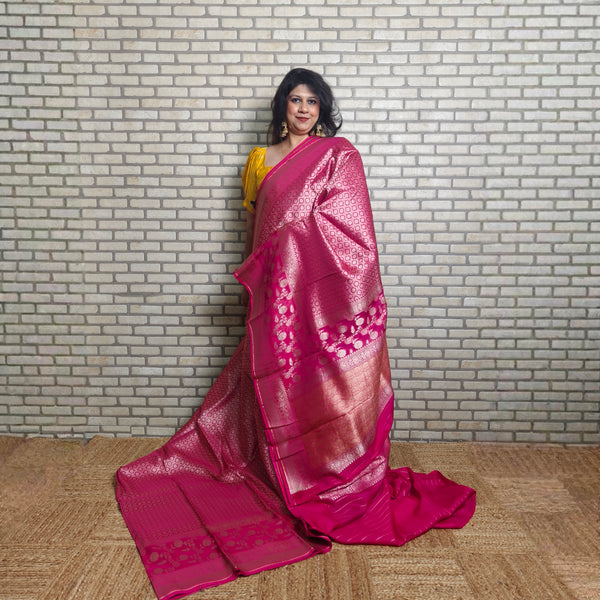 Vibrant Pink Organza Banarasi Saree