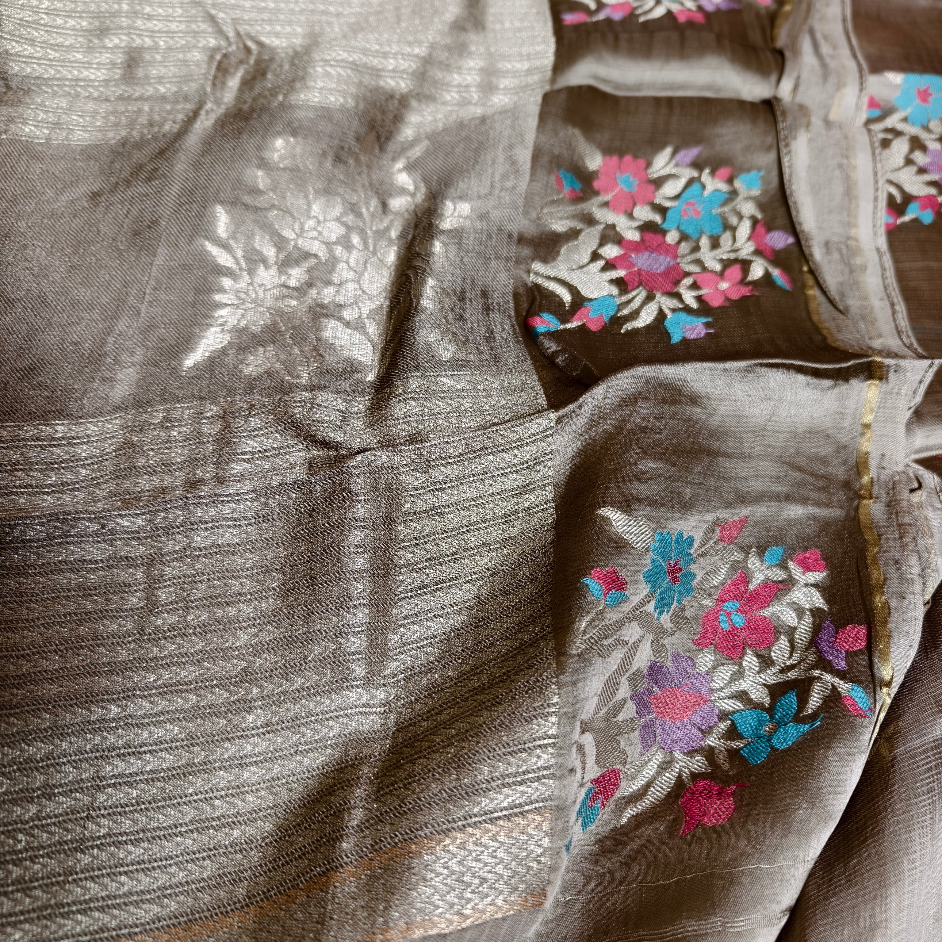 Ash Grey Manipuri Kota Saree