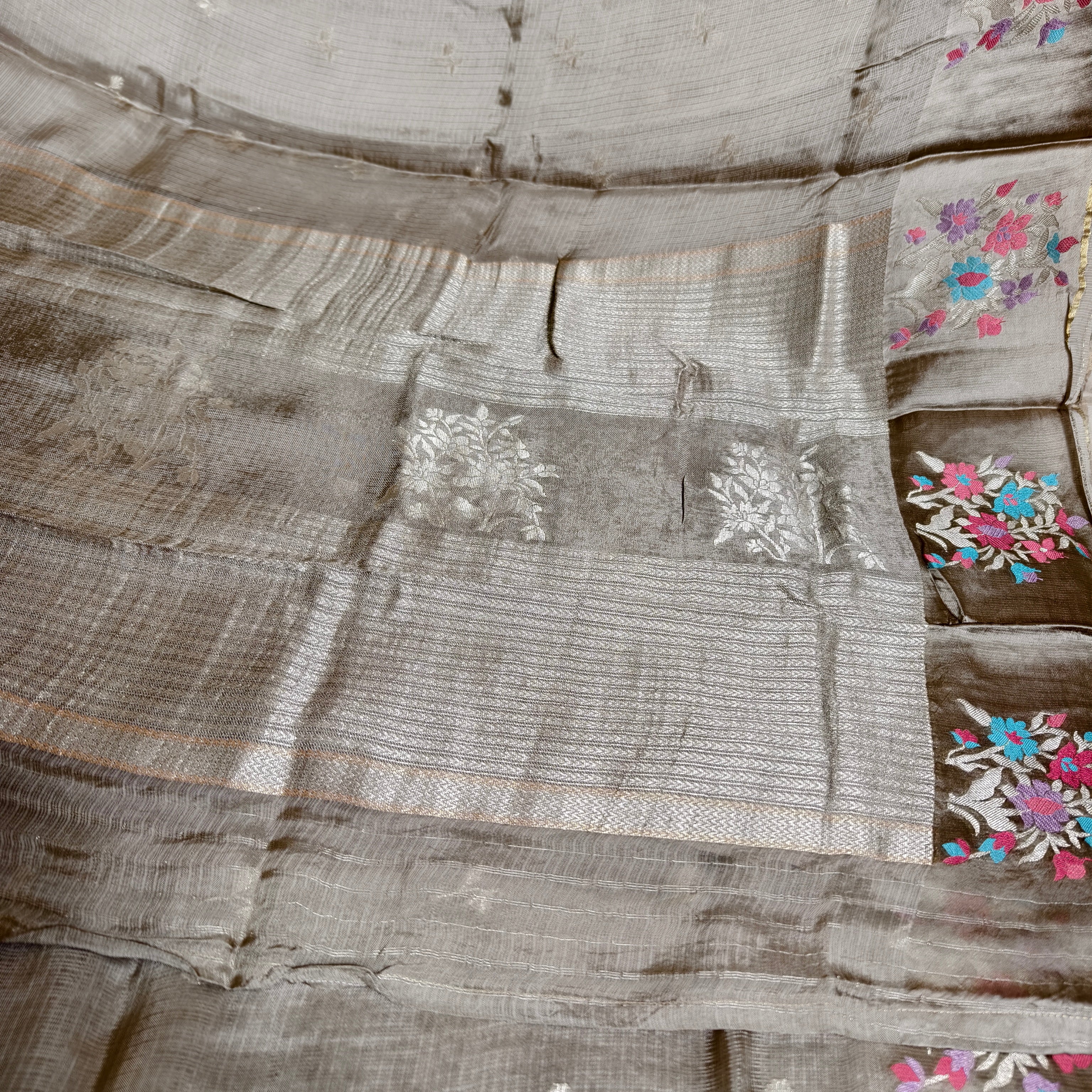 Ash Grey Manipuri Kota Saree