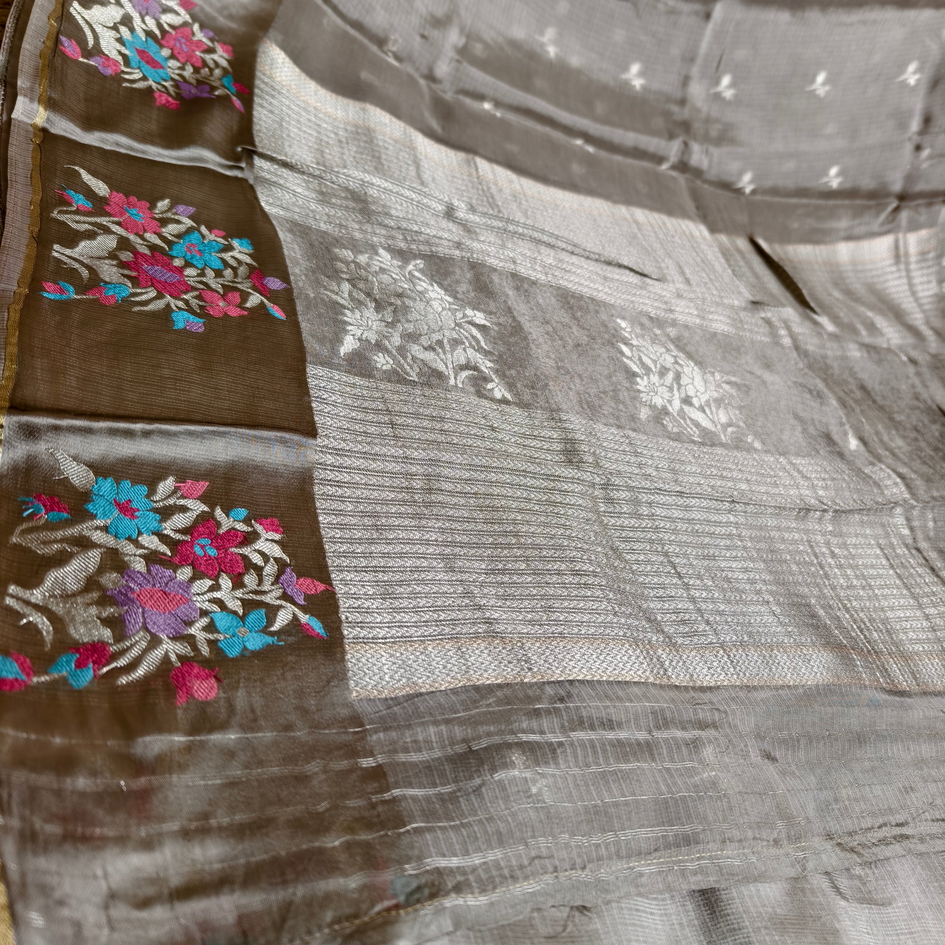 Ash Grey Manipuri Kota Saree