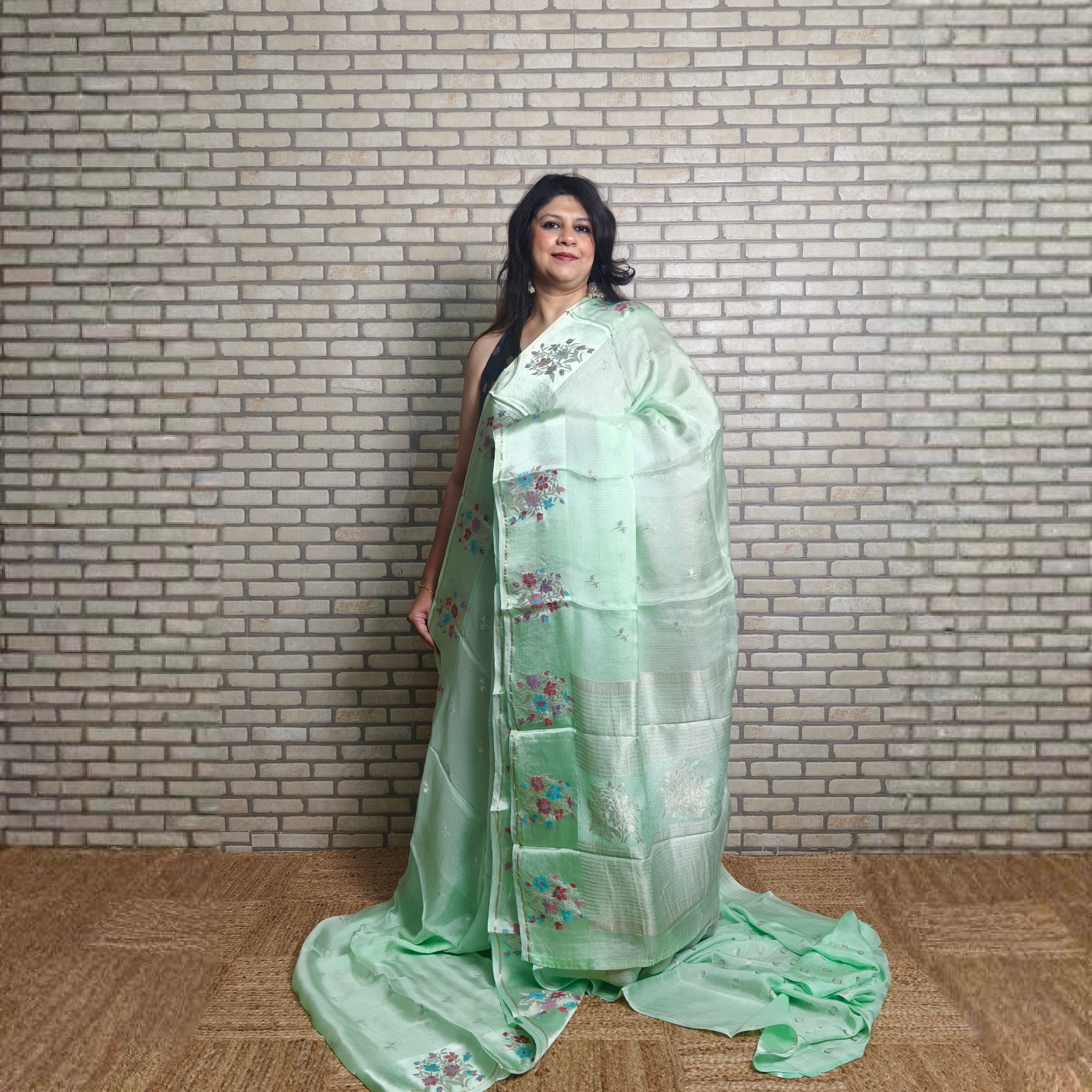Pista Manipuri Kota Saree