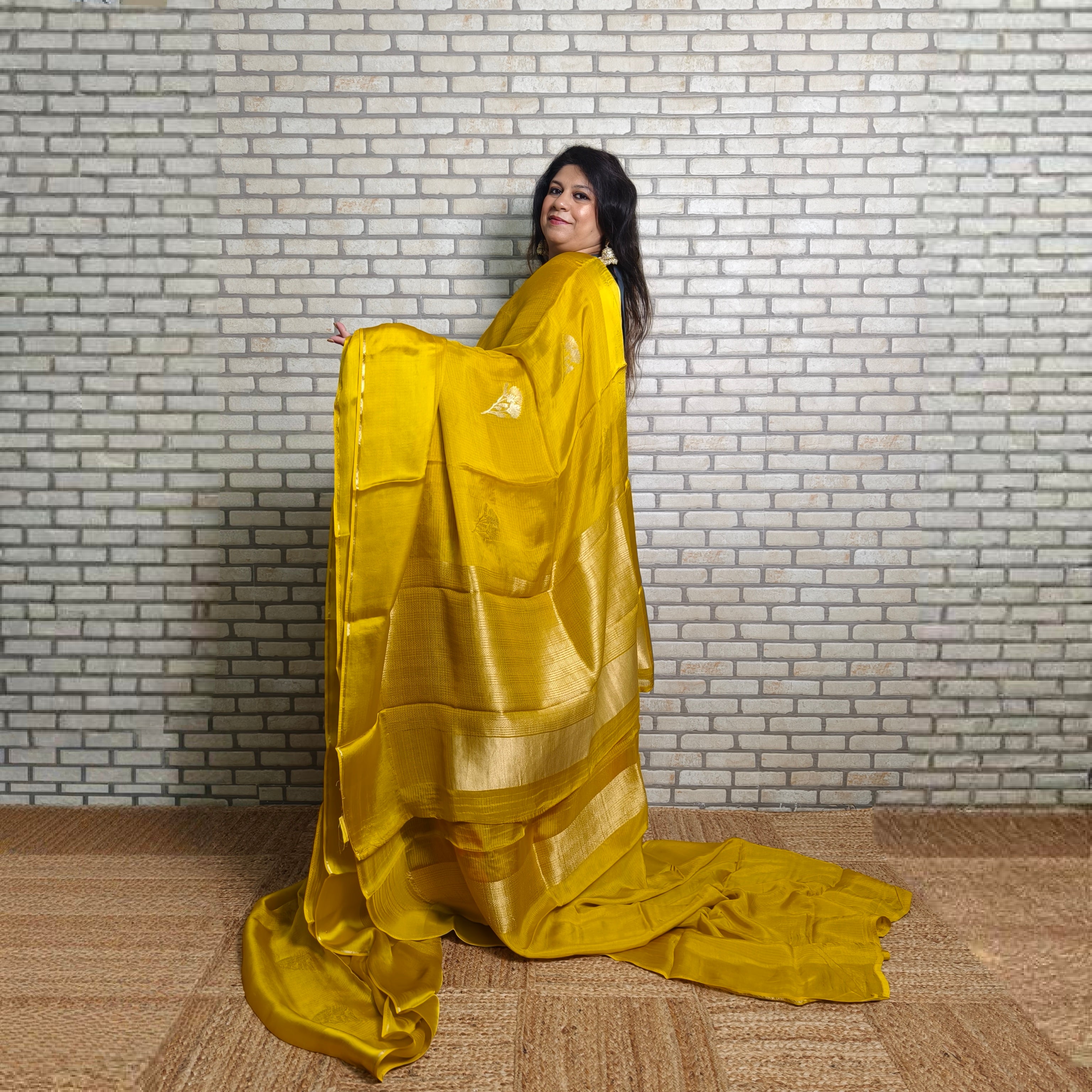 Bright yellow Manipuri Kota Saree
