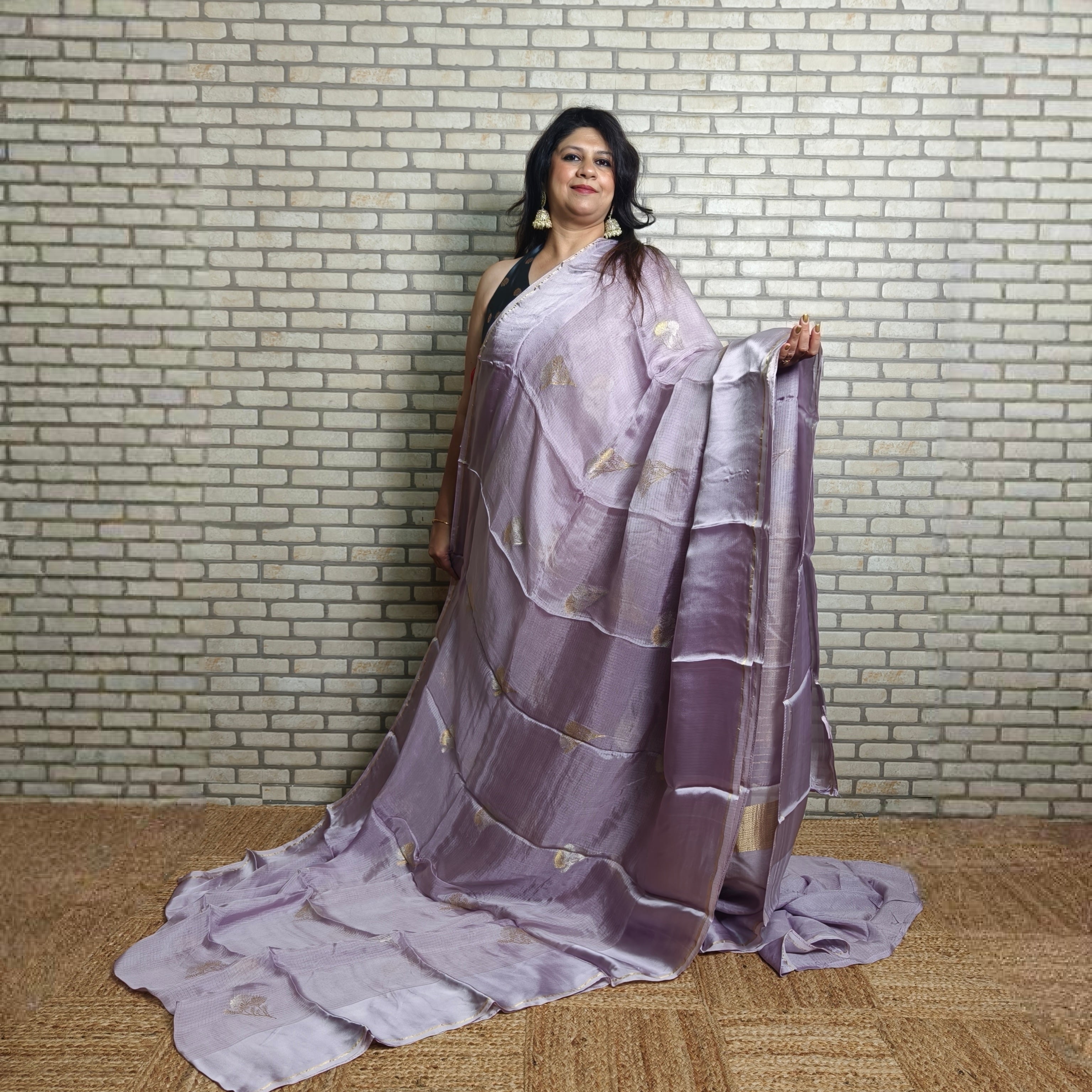 Lavender Grey Manipuri Kota Saree