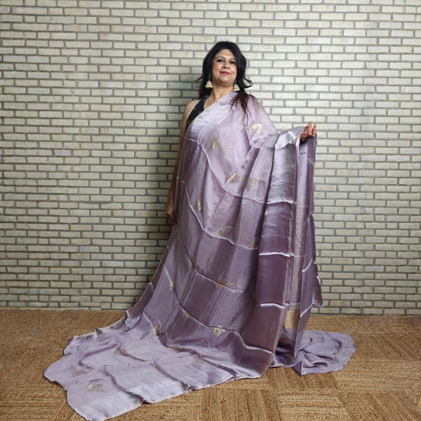 Lavender Grey Manipuri Kota Saree