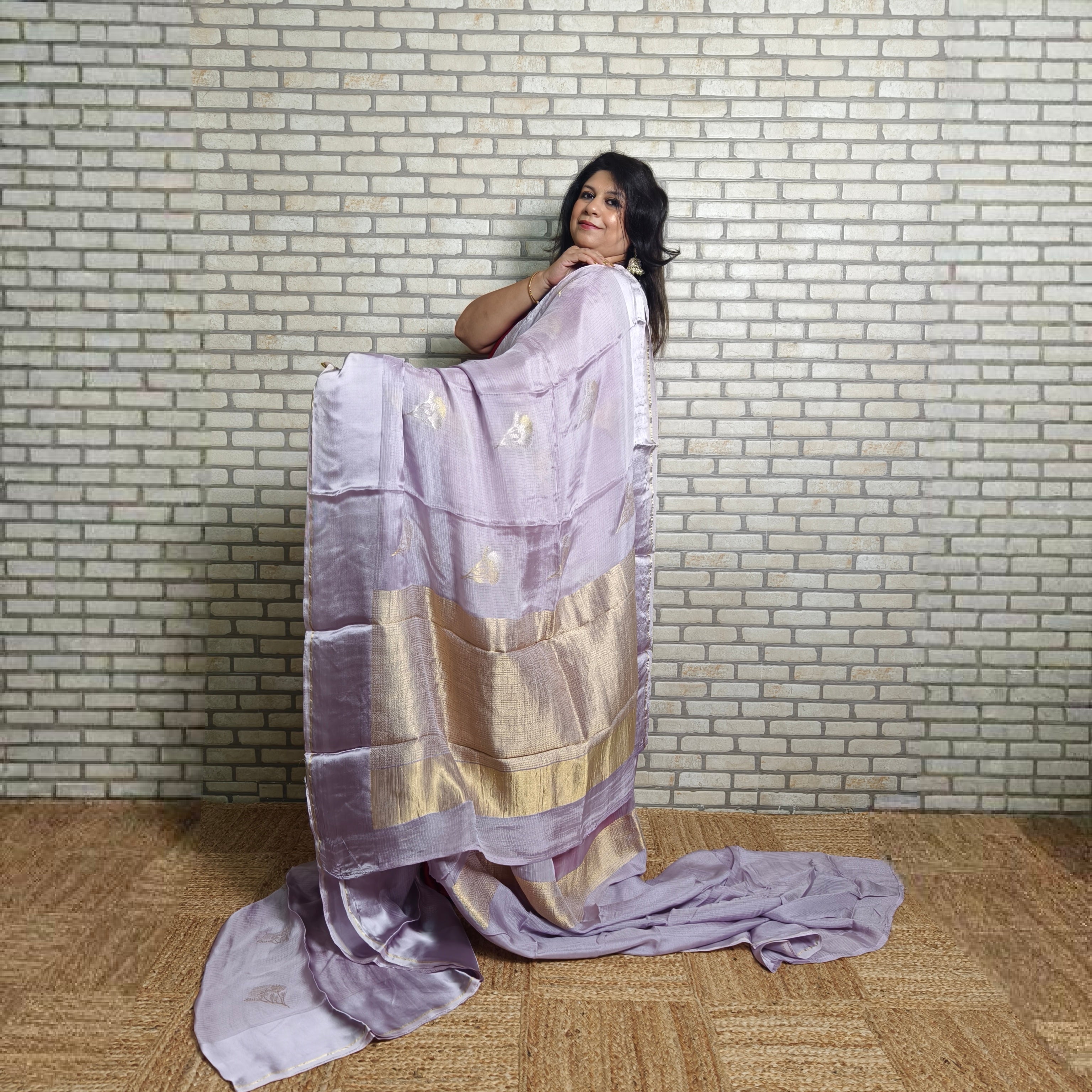 Lavender Grey Manipuri Kota Saree