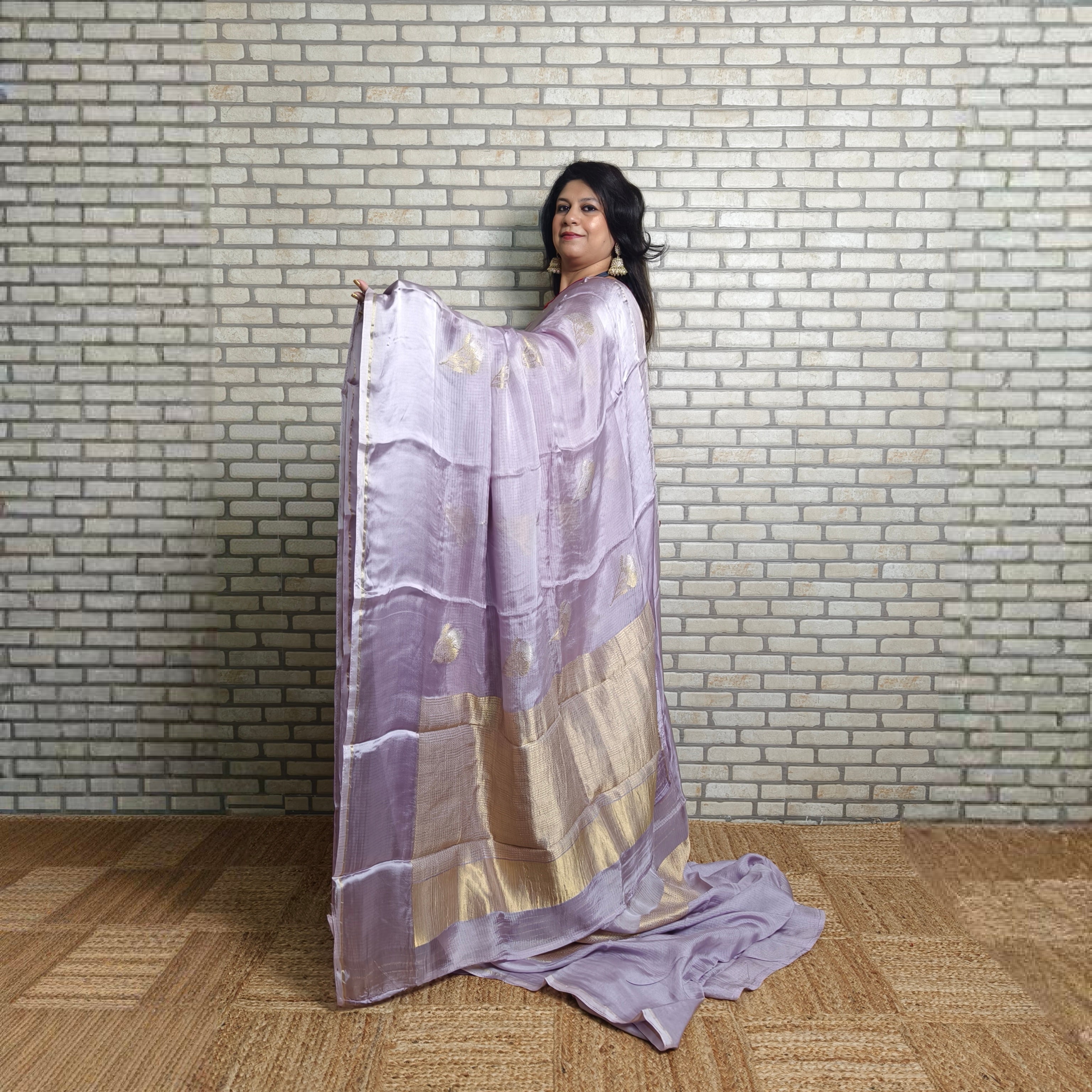Lavender Grey Manipuri Kota Saree