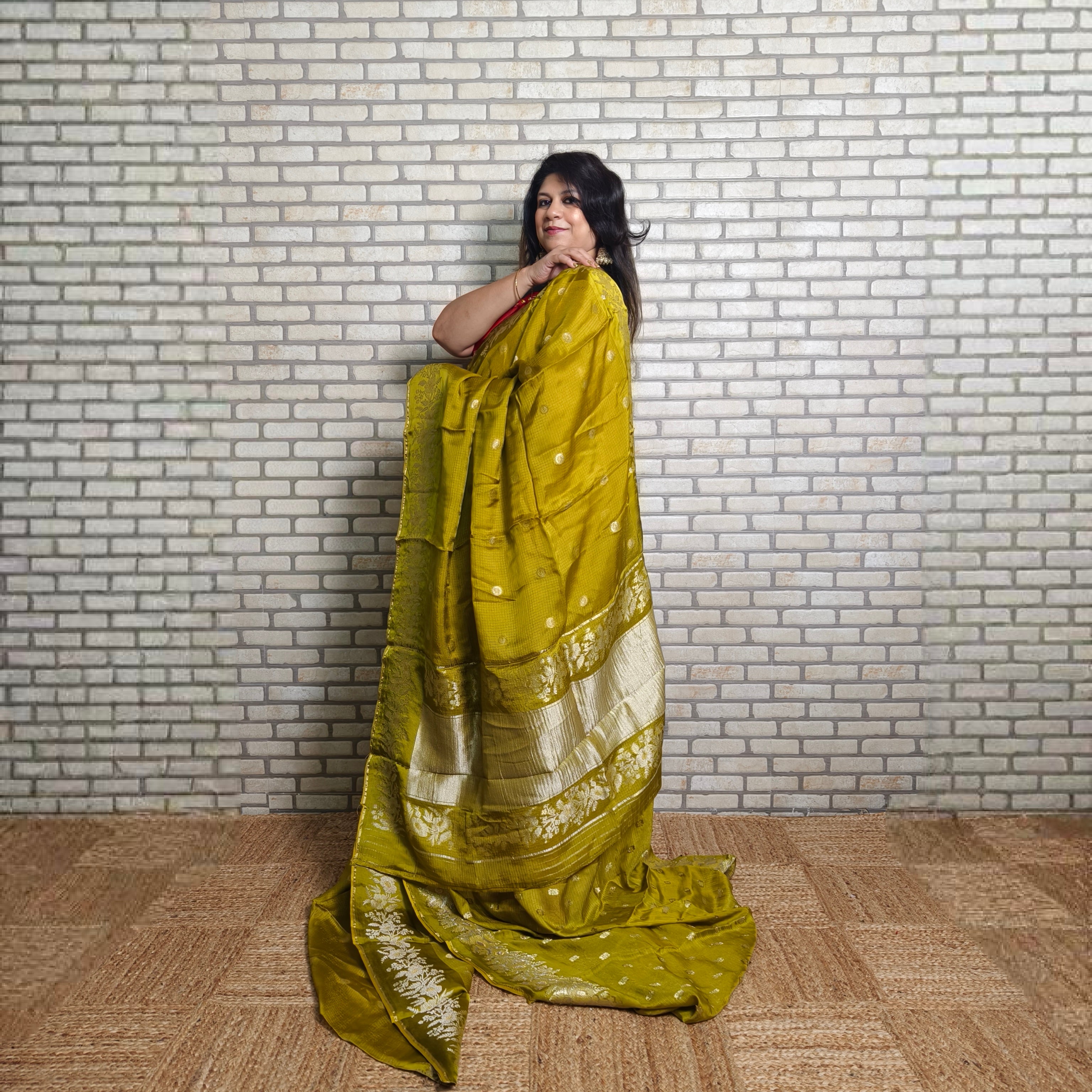 Mustard Manipuri Kota Saree
