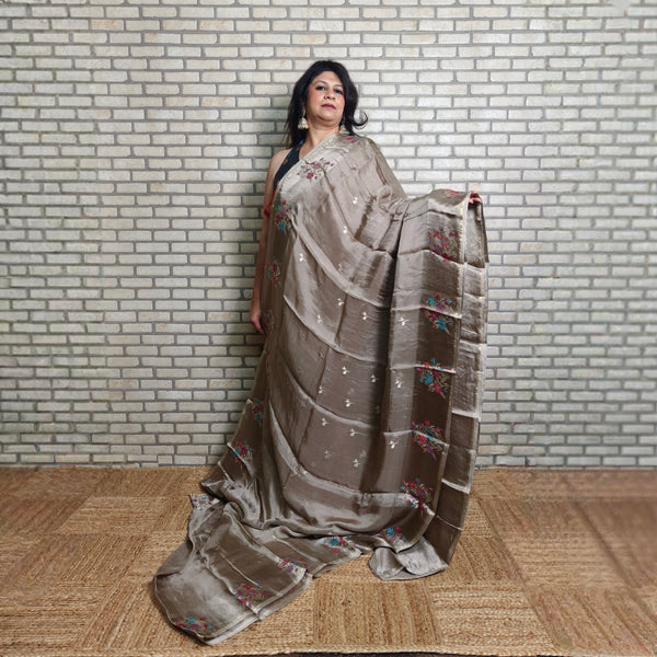 Ash Grey Manipuri Kota Saree