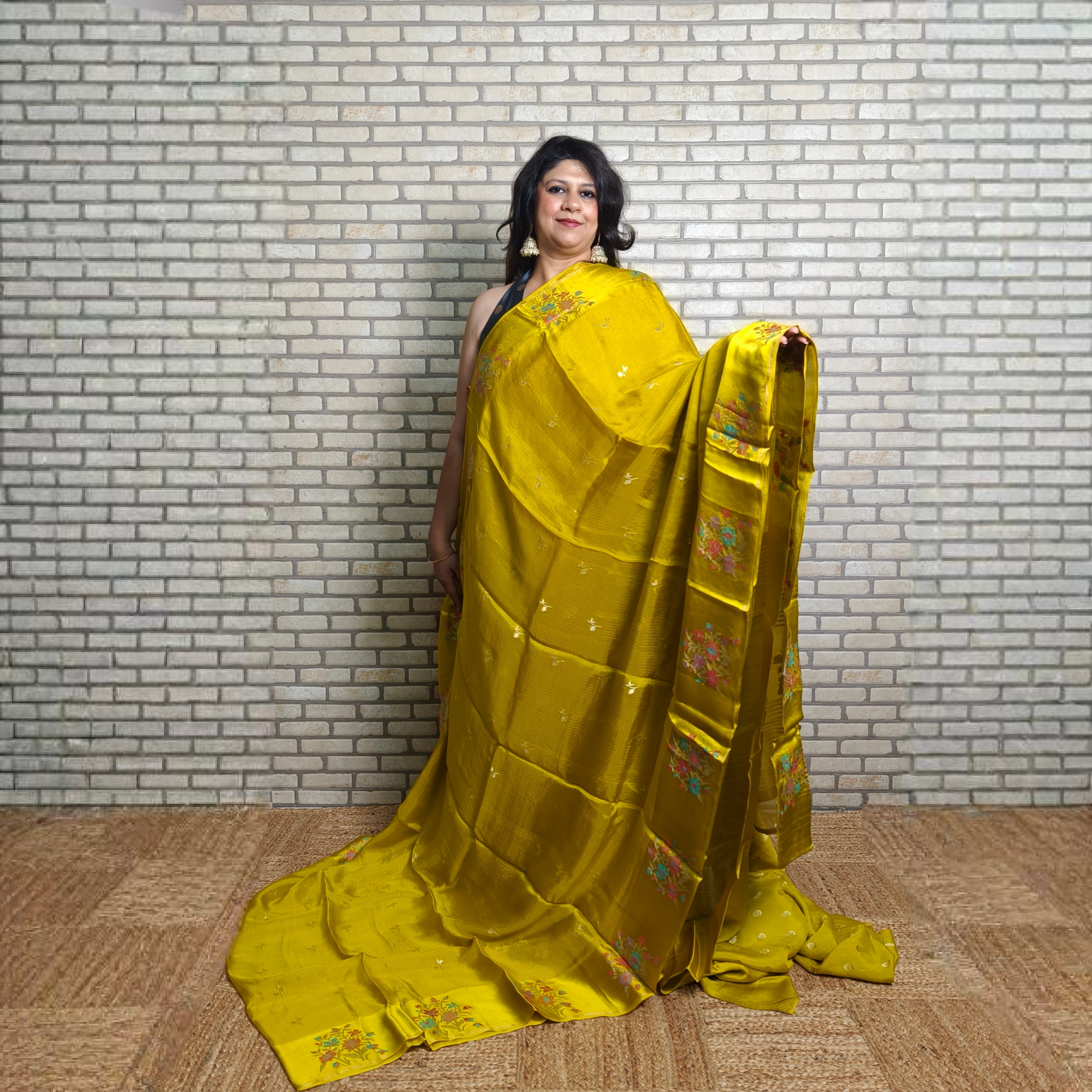 Bright Yellow Manipuri Kota Saree