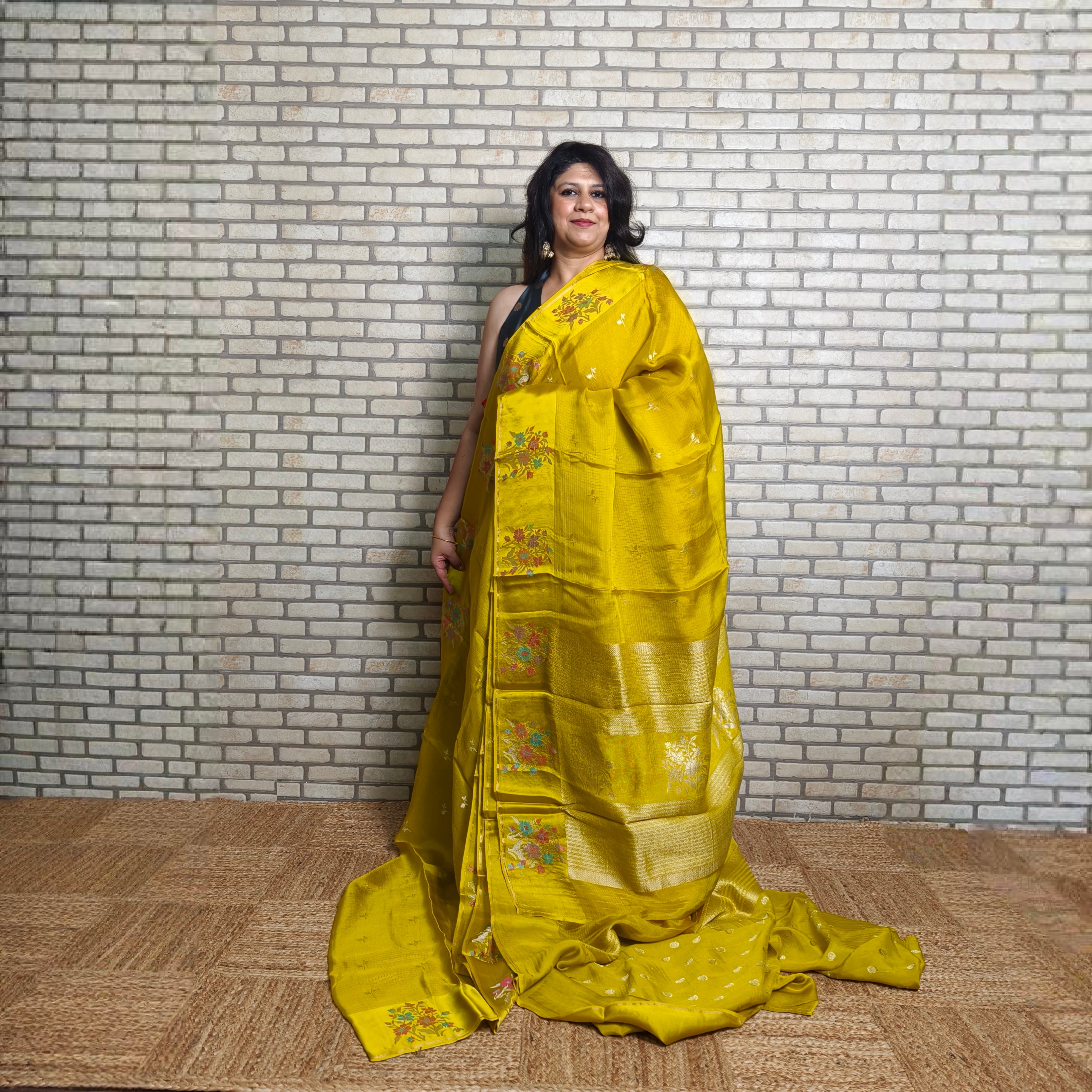 Bright Yellow Manipuri Kota Saree