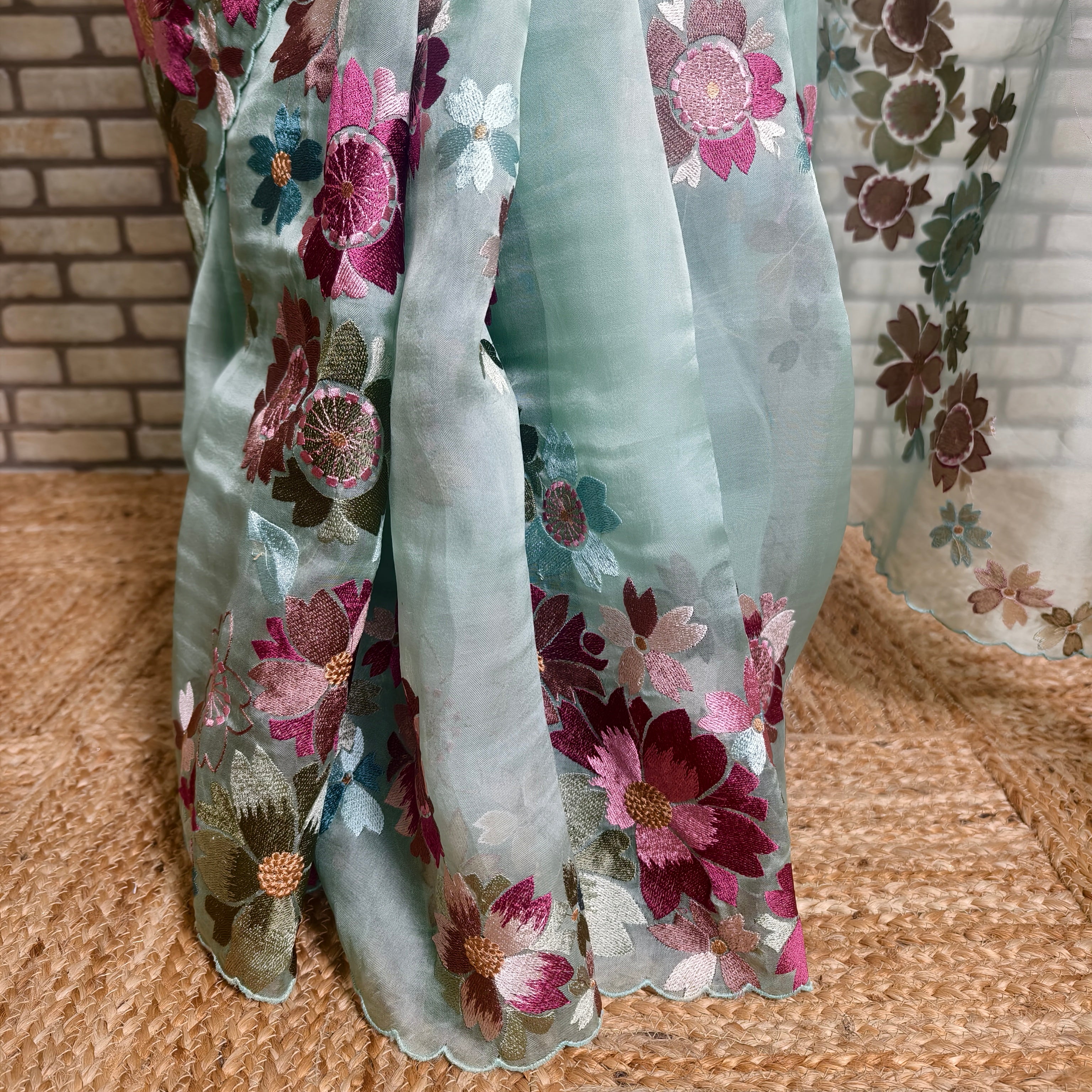 Pista Silk Organza Saree