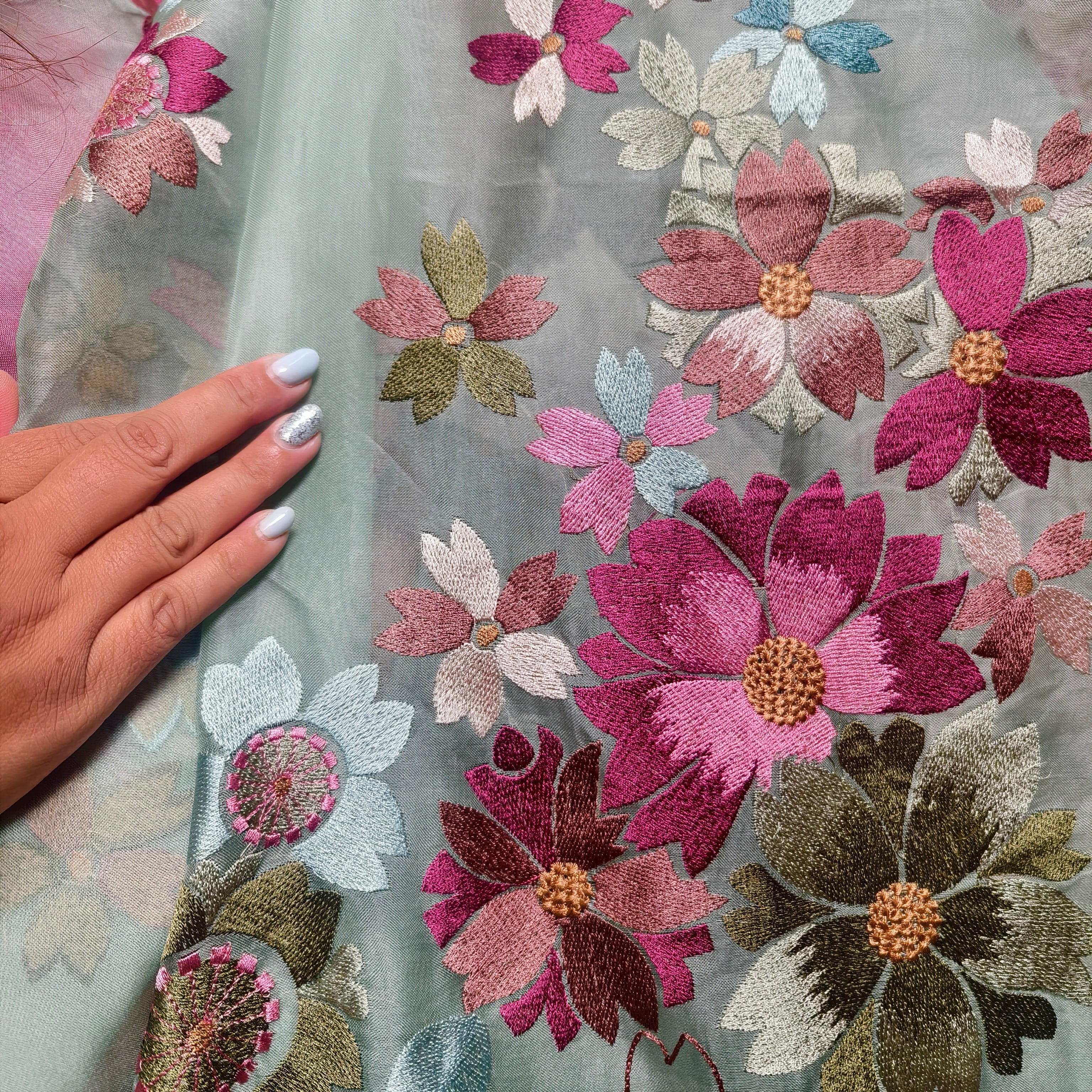 Pista Silk Organza Saree