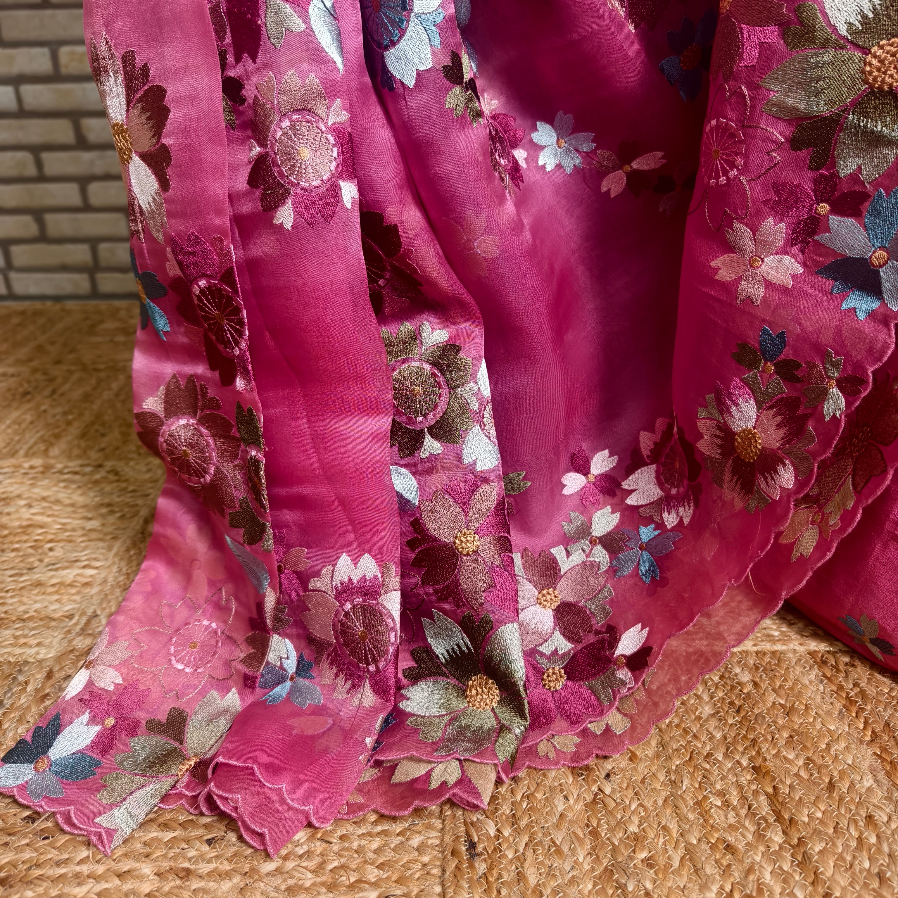 Pretty Pink Silk Organza Saree