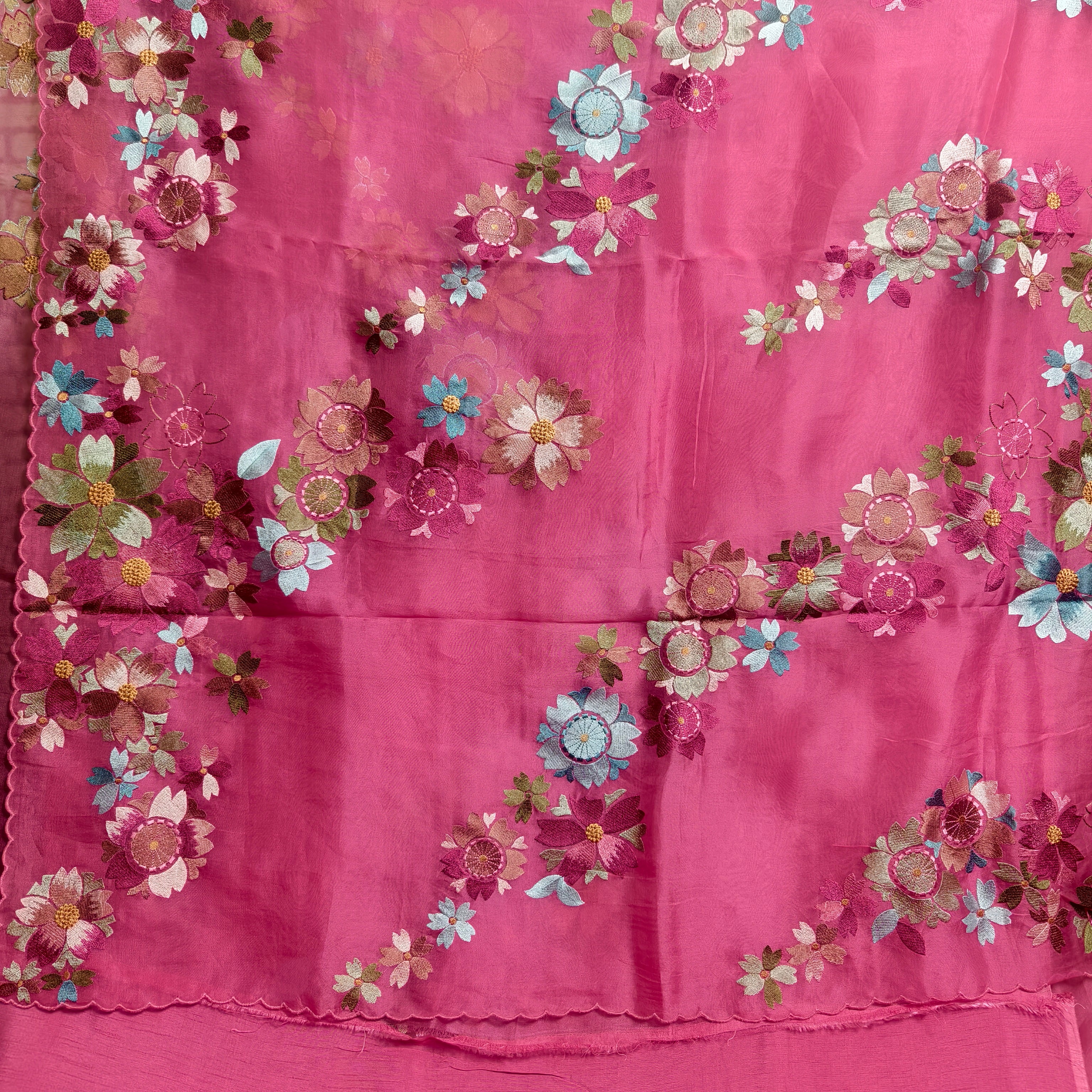 Pretty Pink Silk Organza Saree