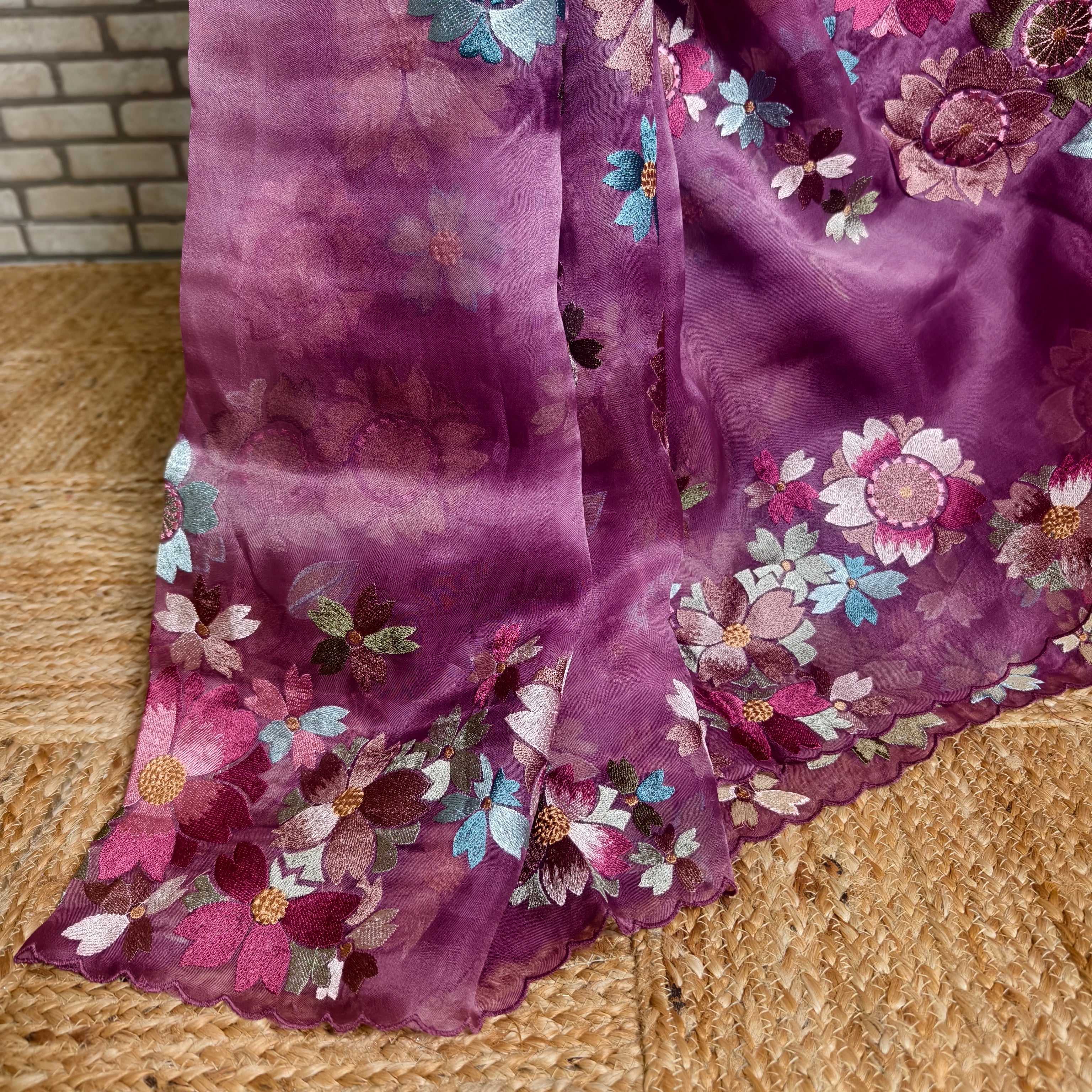 Mauve Silk Organza Saree