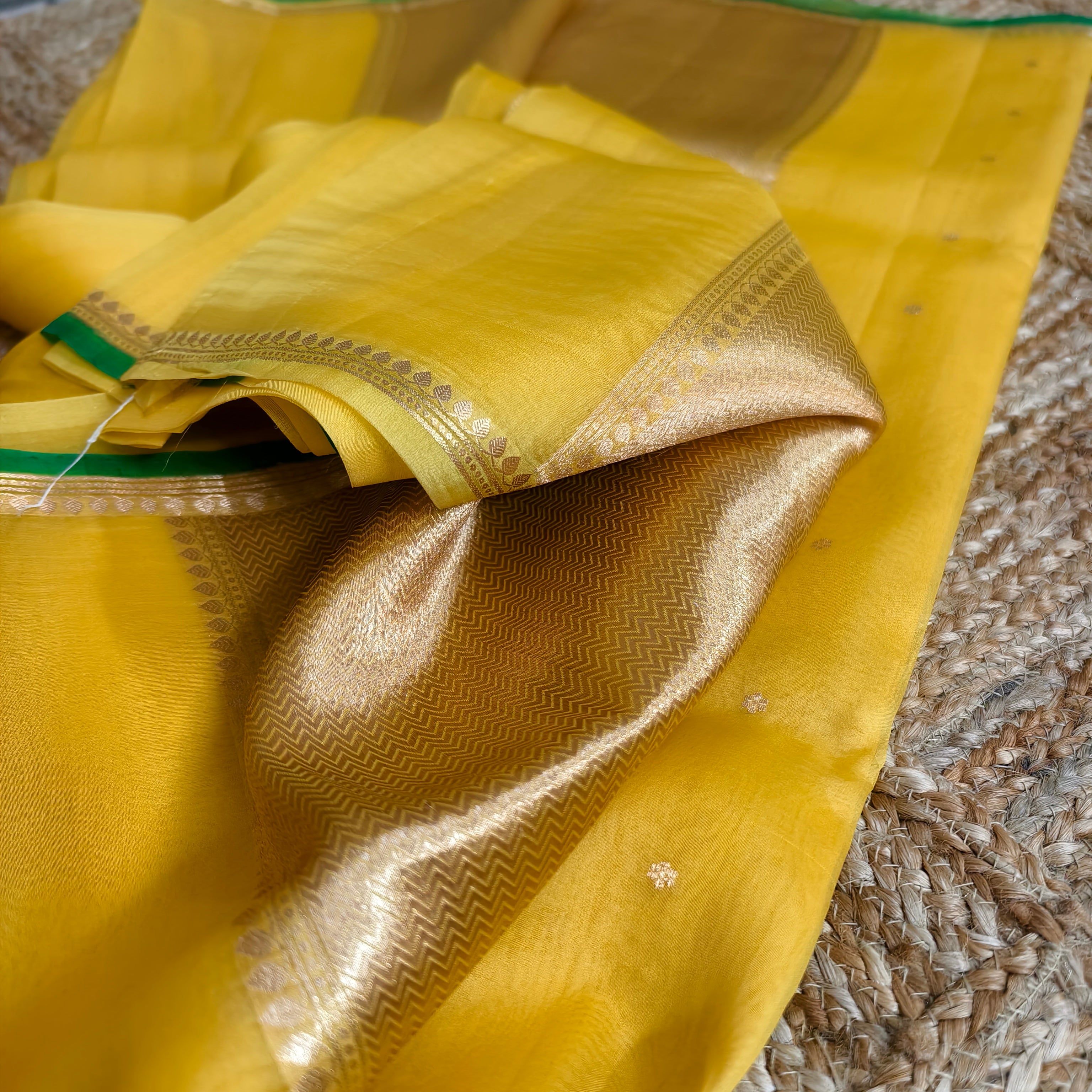 Half and half sky blue and teal blue silk organza saree