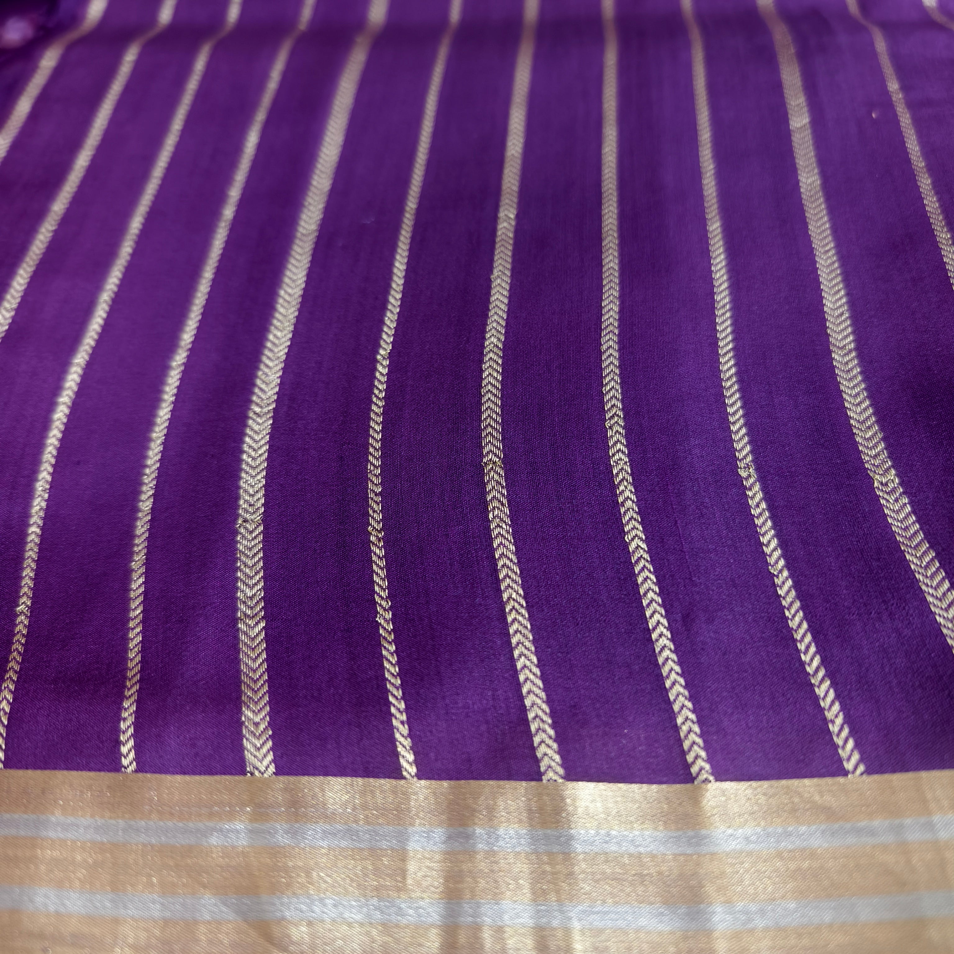 Shaded purple silk organza saree with small bird shaped weaving
