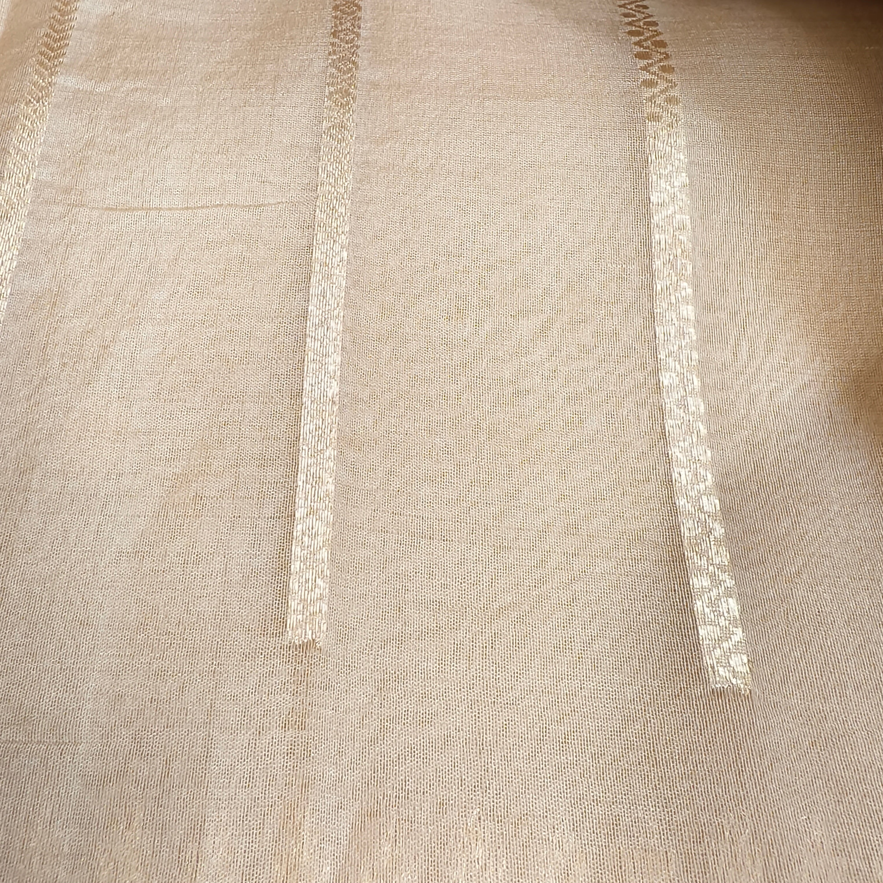 Beige golden katan raw mango silk saree with golden small butti
