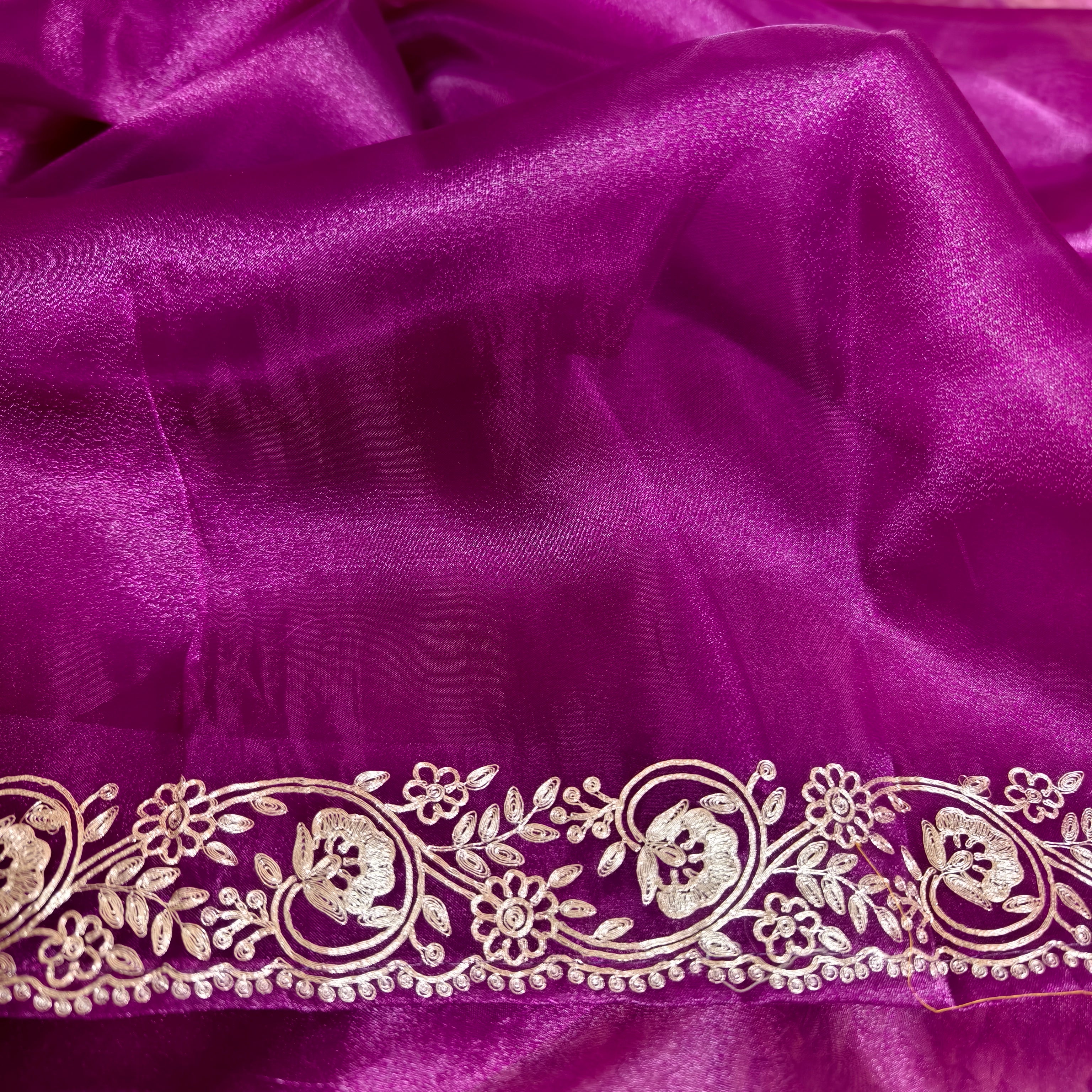 Purple tissue organza saree