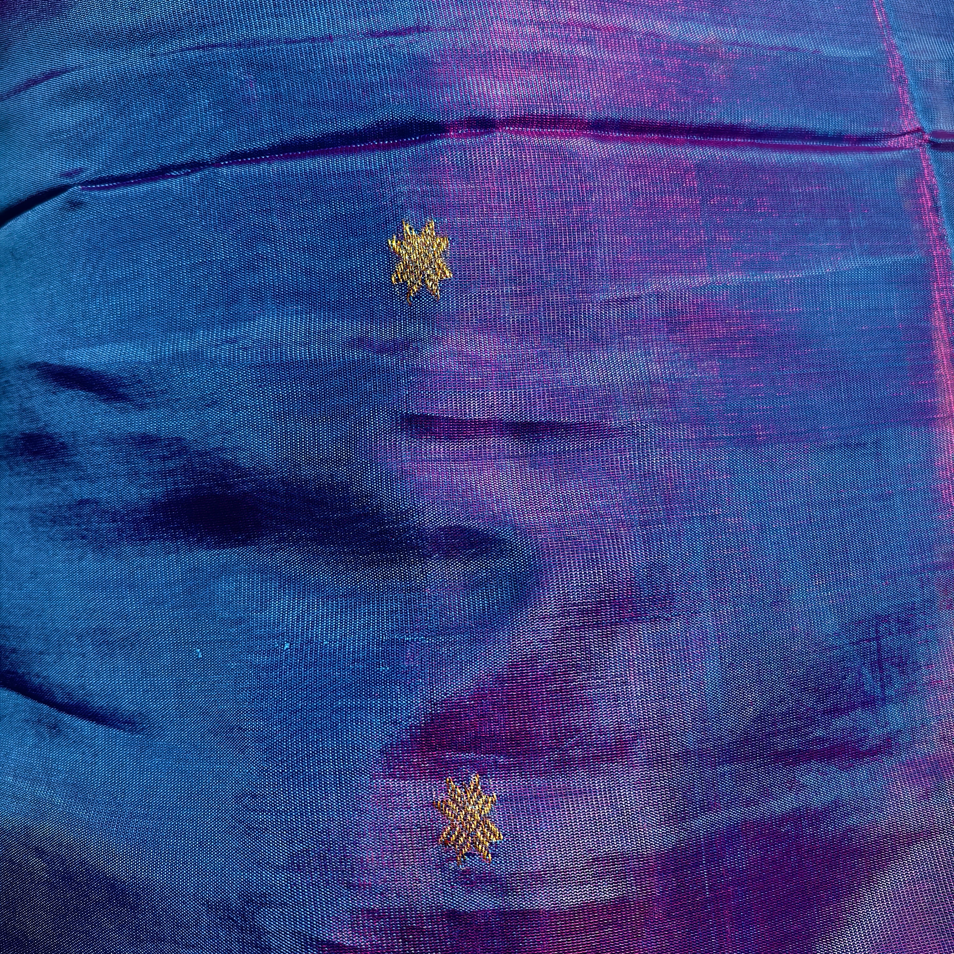 Two tone (pink and blue)Semi tissue silk saree