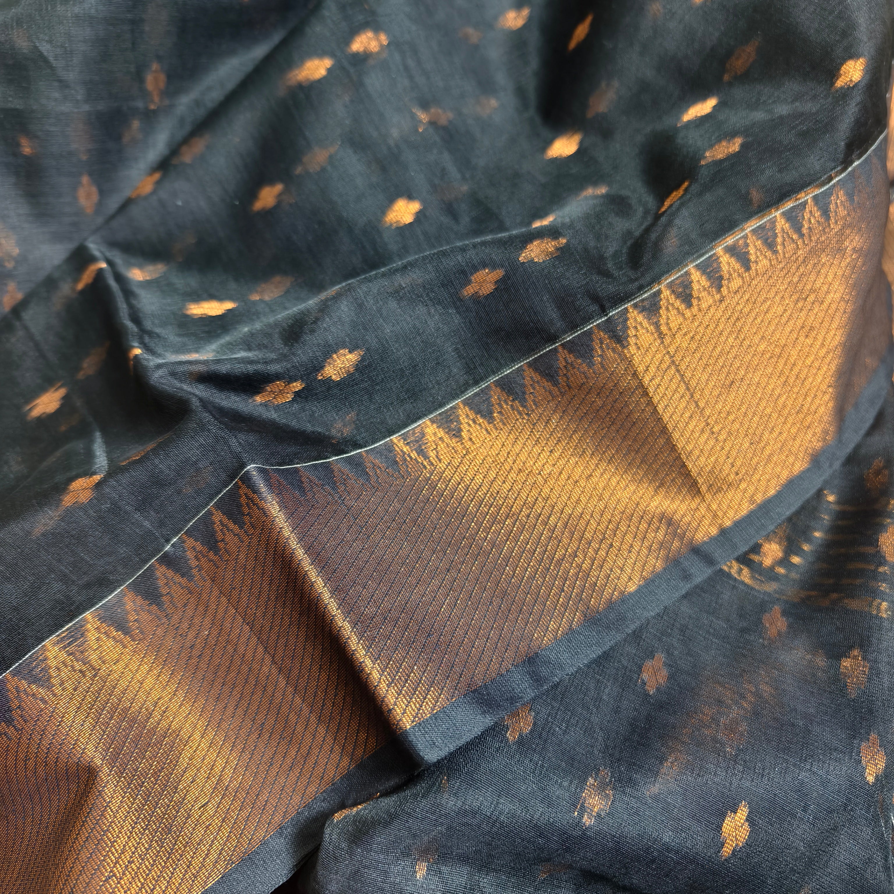Black Mangalagiri cotton silk