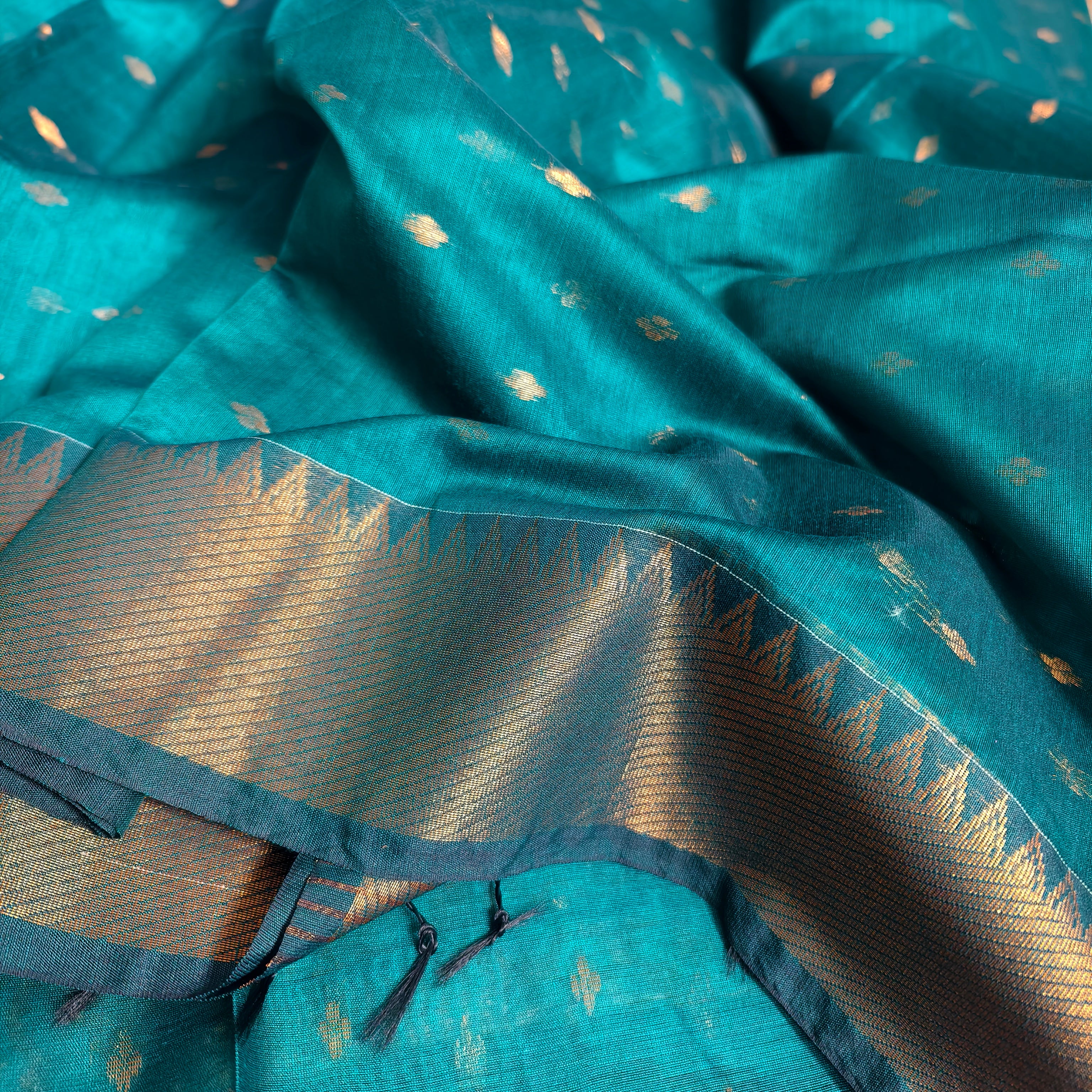 Bottle green Mangalagiri cotton silk
