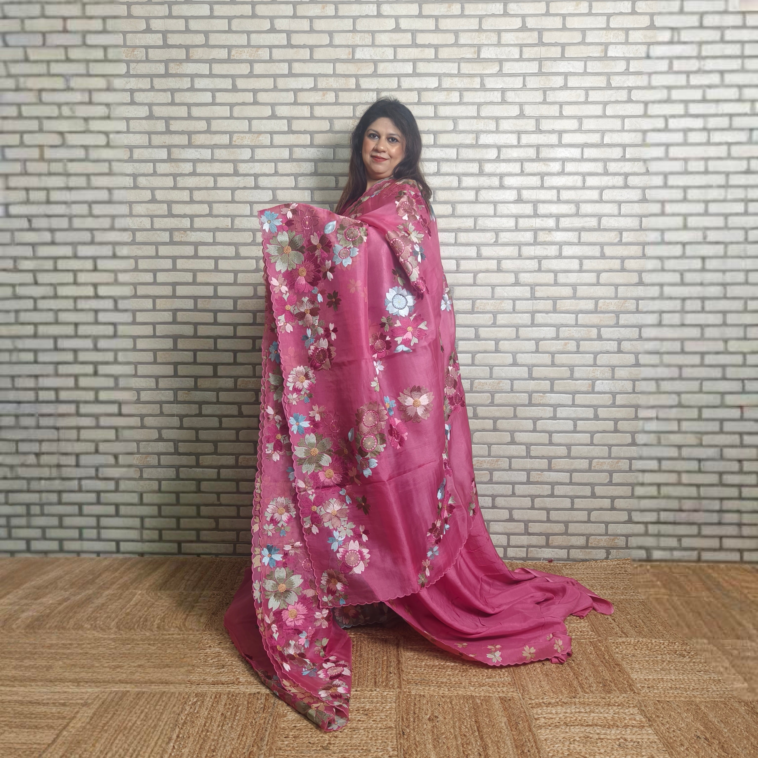 Pretty Pink Silk Organza Saree