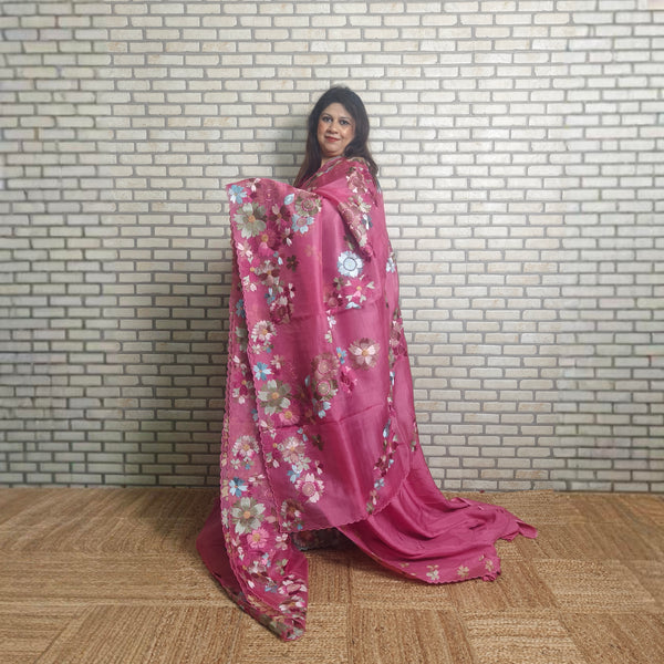 Pretty Pink Silk Organza Saree