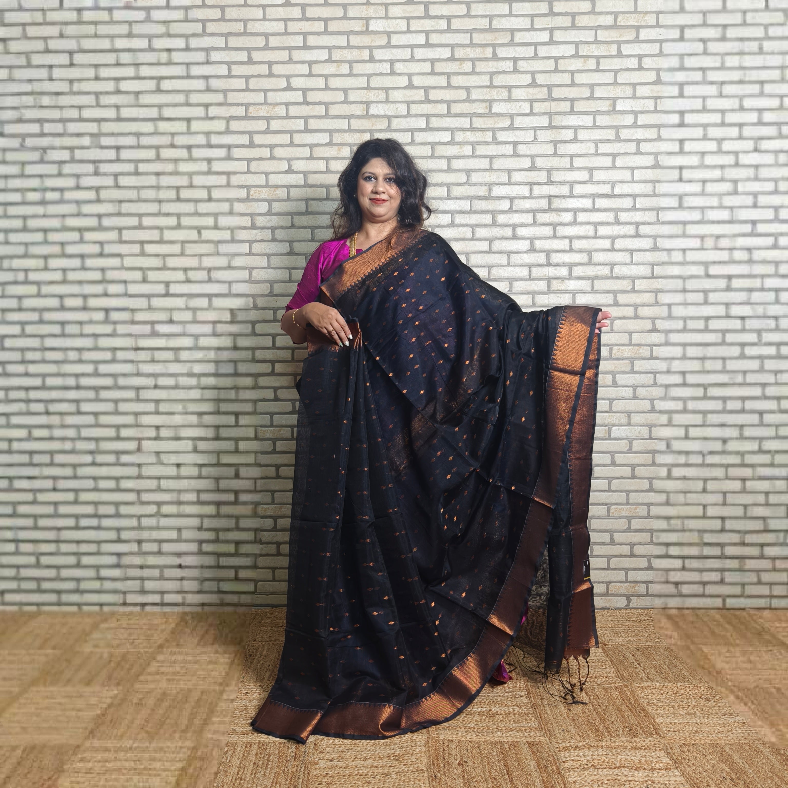 Black Mangalagiri cotton silk