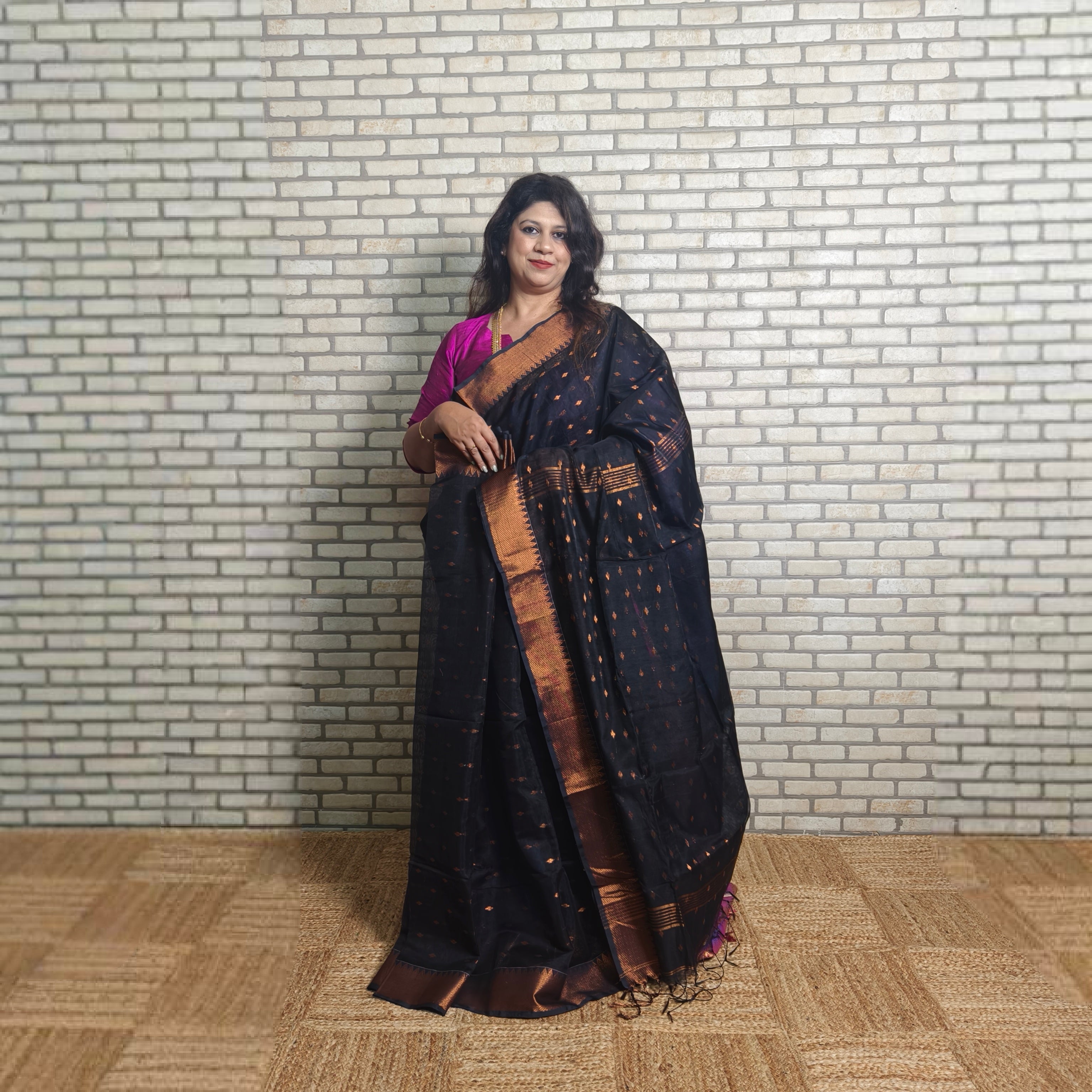Black Mangalagiri cotton silk