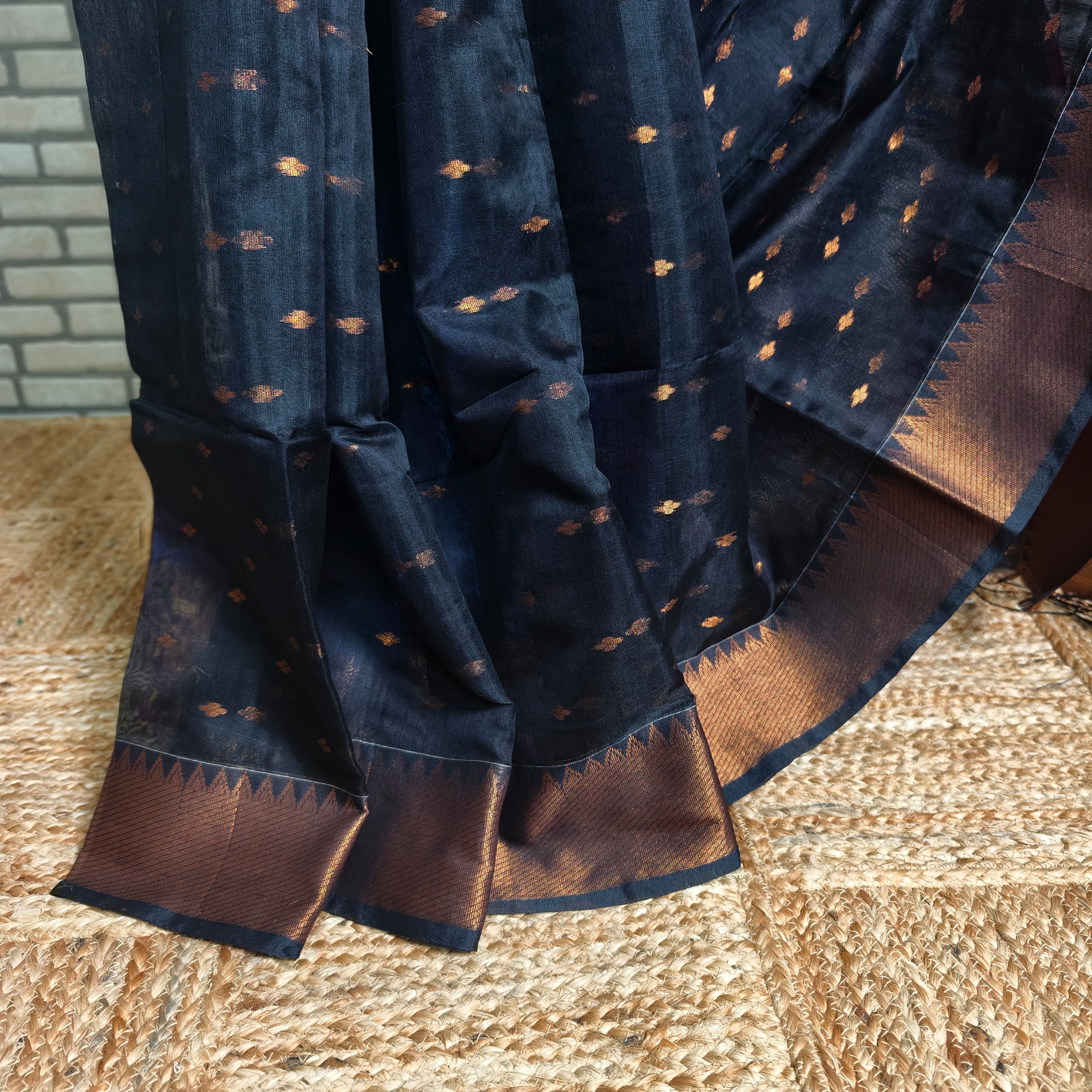 Black Mangalagiri cotton silk