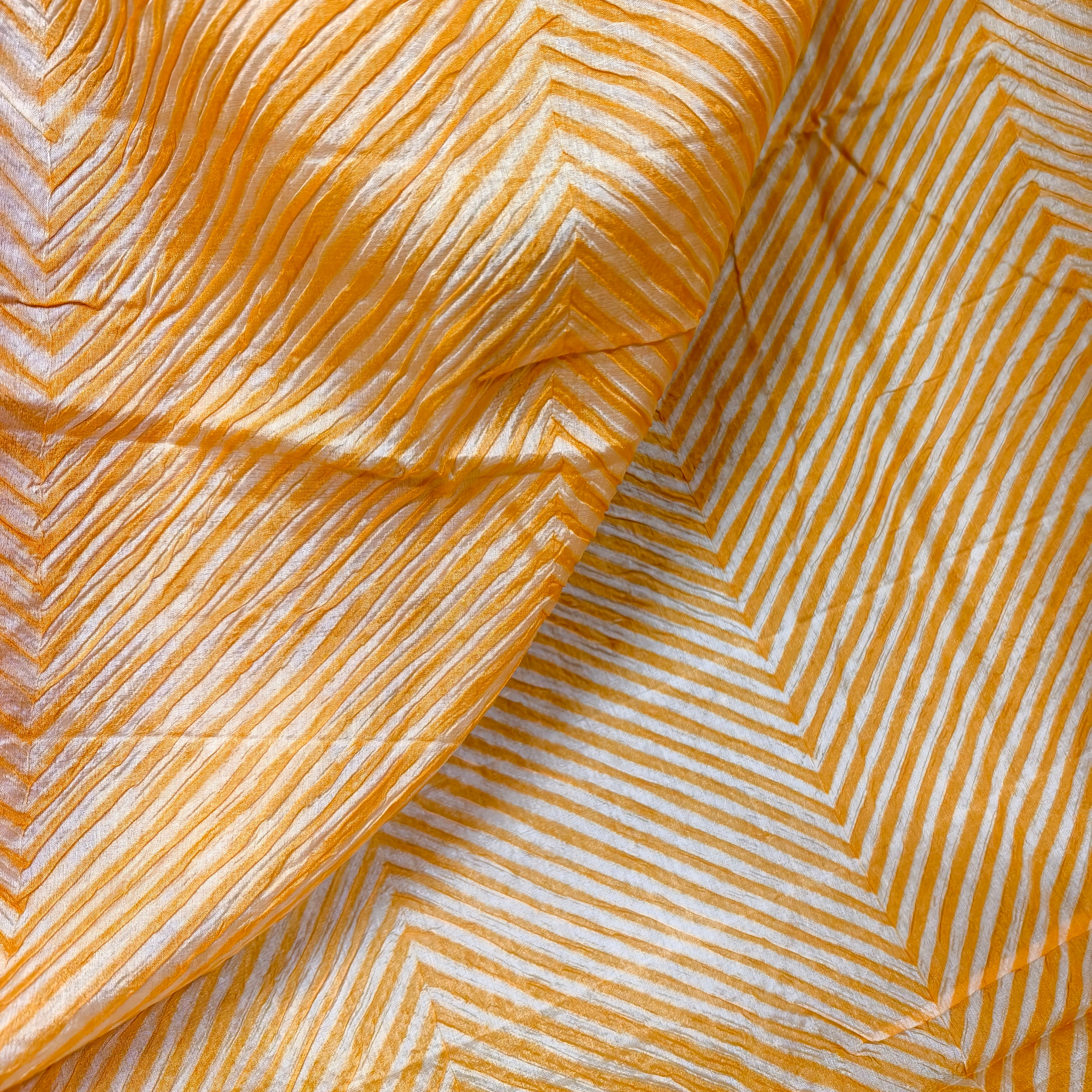 Beige Orange Silk Organza Arasi Dye Saree