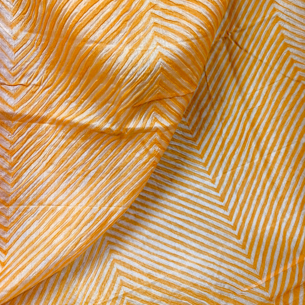 Beige Orange Silk Organza Arasi Dye Saree