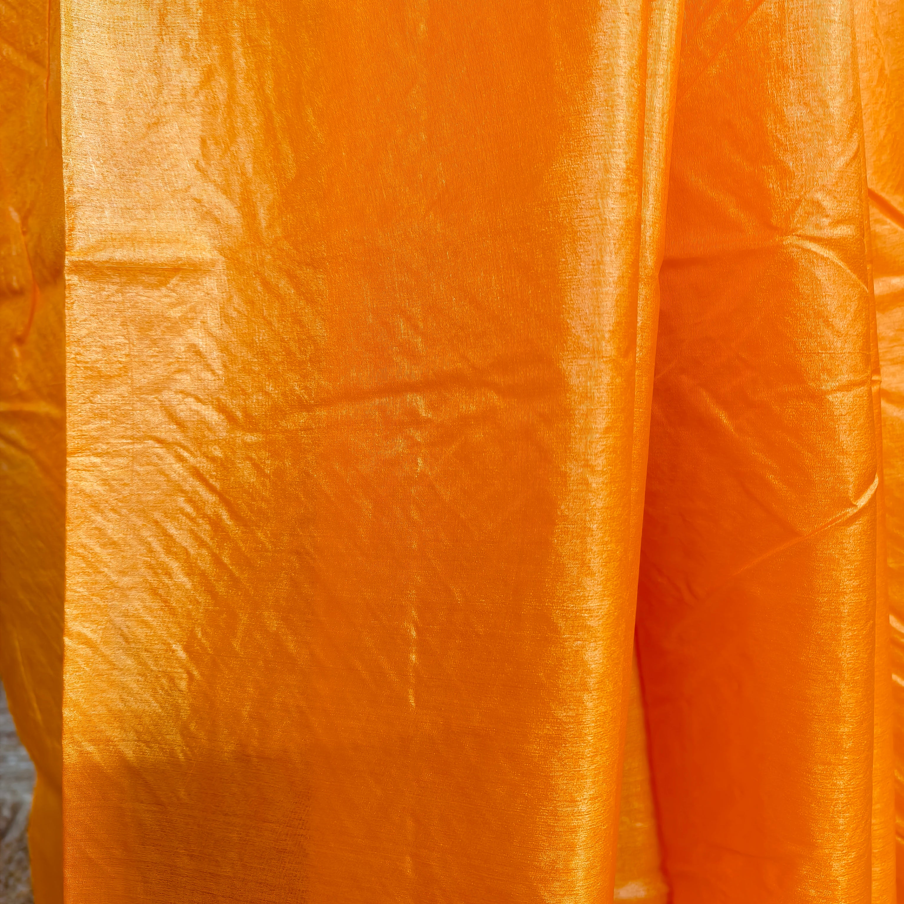 Beige Orange Silk Organza Arasi Dye Saree