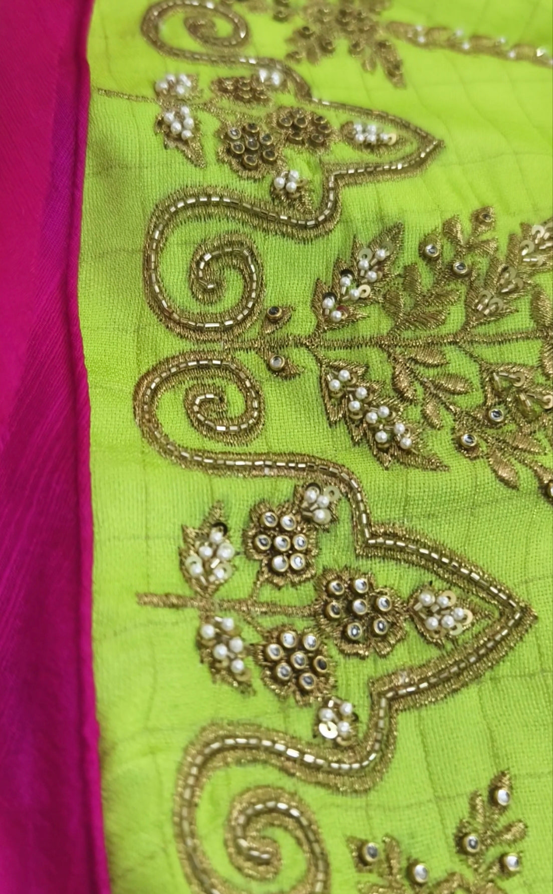 Checkered Green Khadi Silk Ghagra Choli