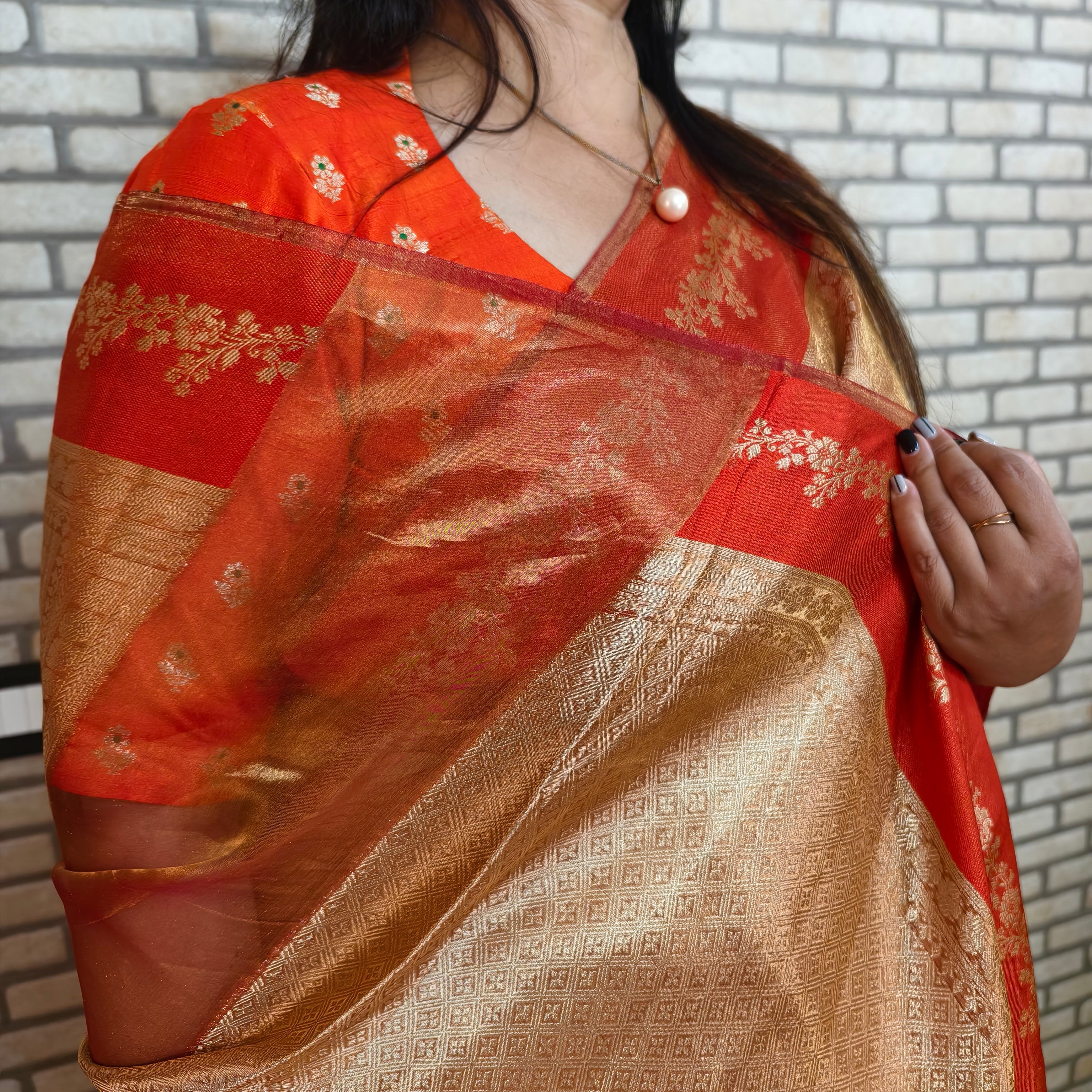 Golden Silk Tissue Saree