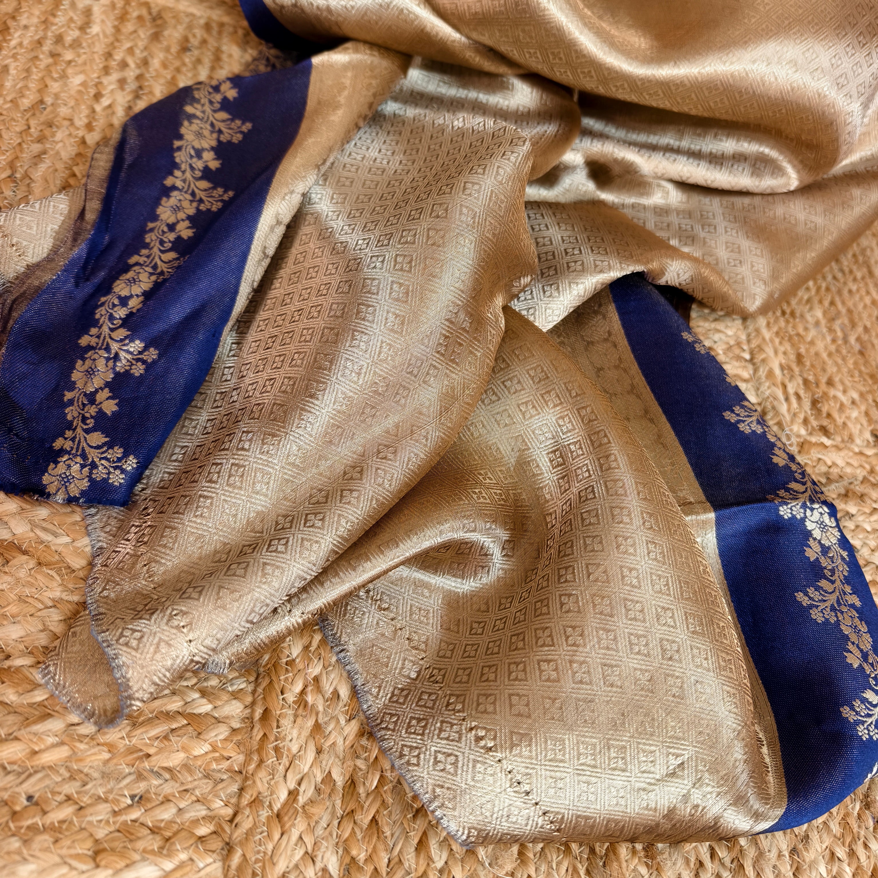 Coffee Golden Silk Tissue Saree