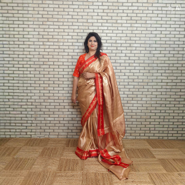 Golden Silk Tissue Saree